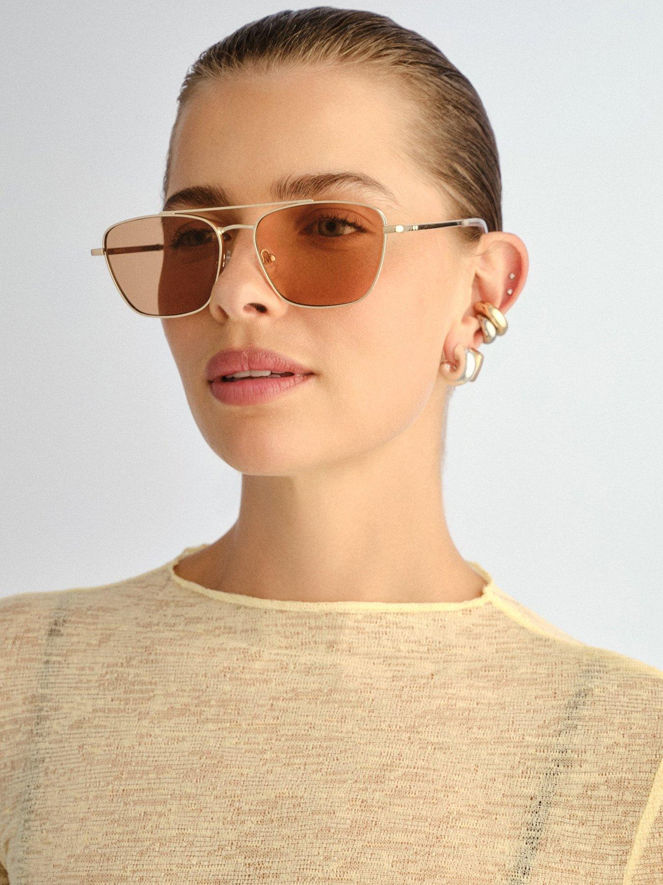 Image 2 of 4 of LE SPECS Womens Diametric Ii Oversized Square Tinted Sunglasses - Gold
