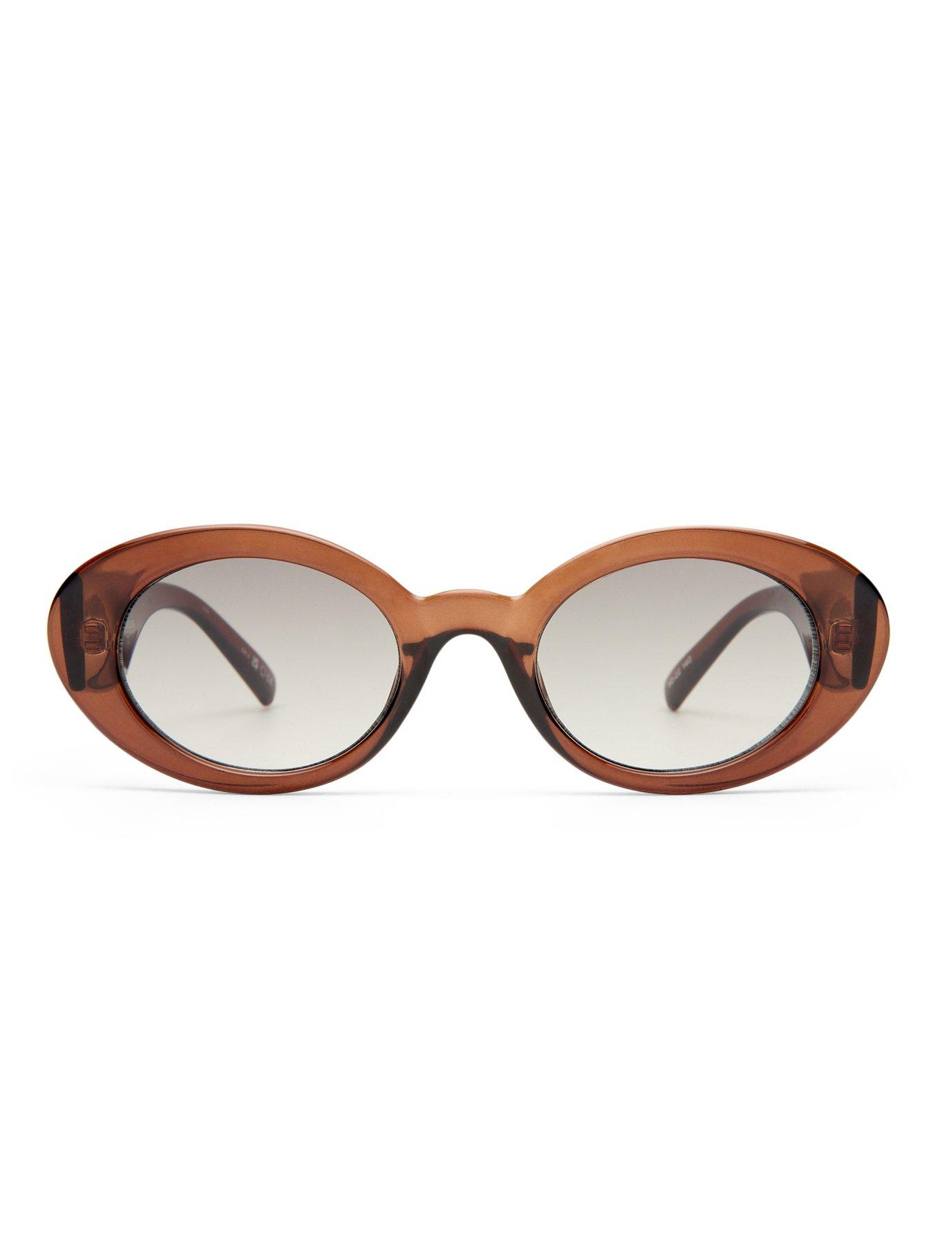 Image 3 of 4 of LE SPECS Womens Nouveau Vie Oval Wide Arm Sunglasses - Brown