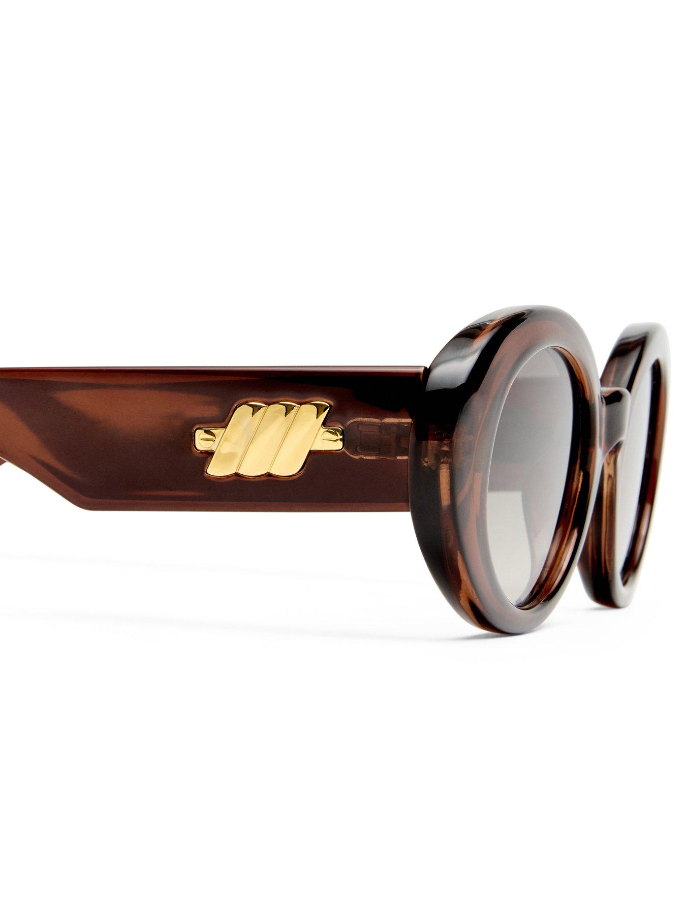 Image 4 of 4 of LE SPECS Womens Nouveau Vie Oval Wide Arm Sunglasses - Brown
