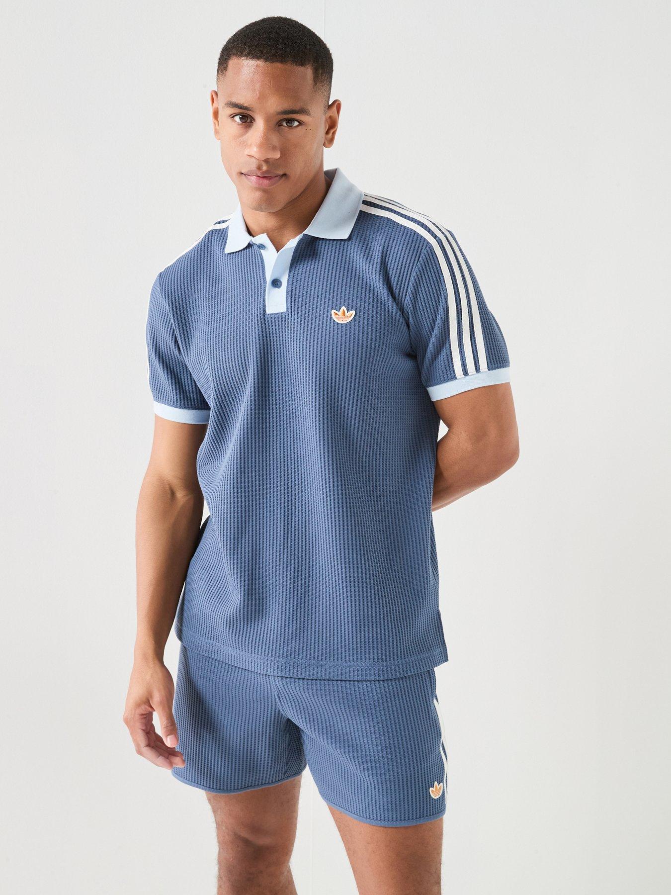 adidas Originals Mens Waffle Polo Shirt - Dark Blue