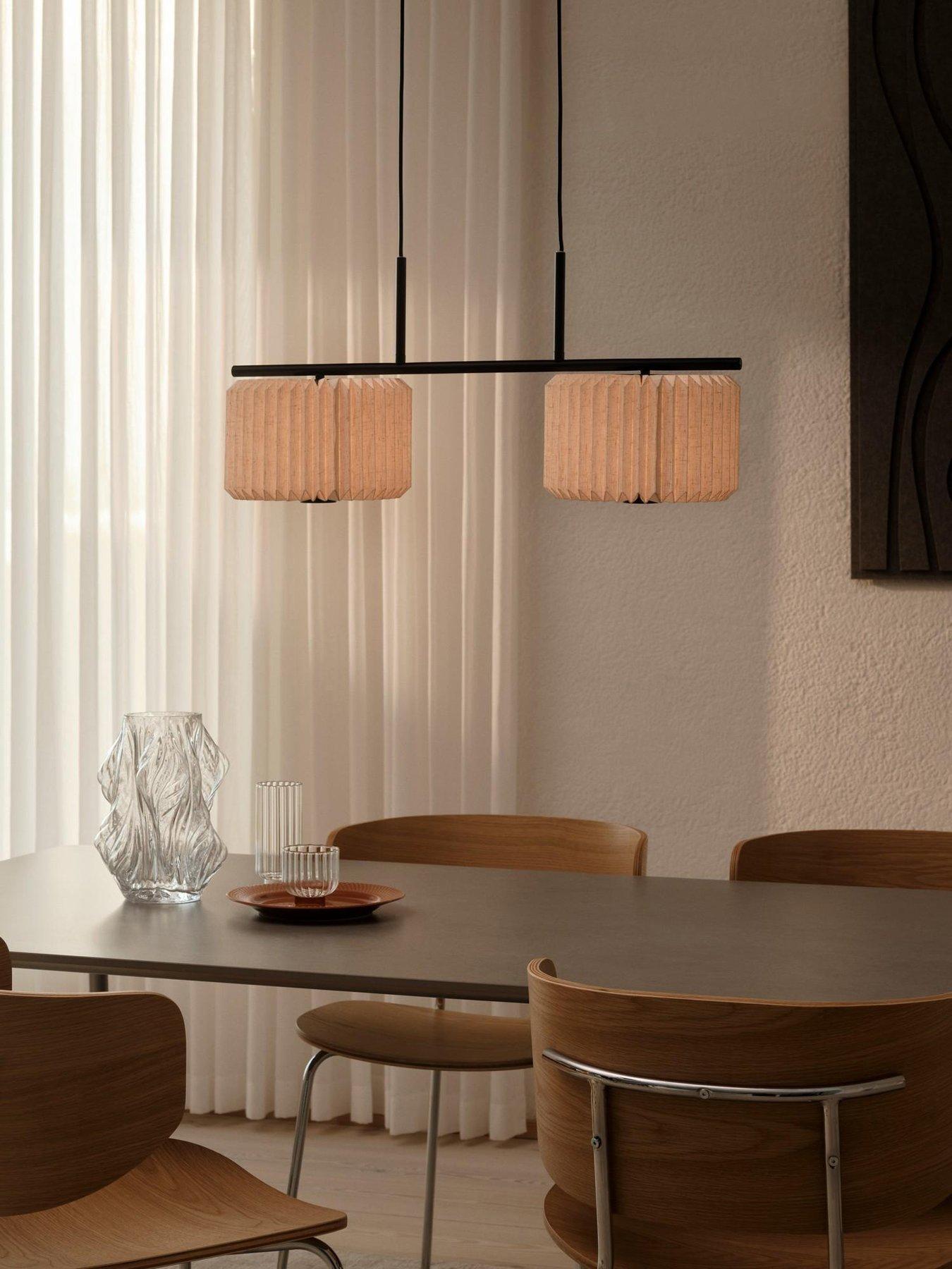 Nordlux Nordlux Vivienne Dual Pendant Light Black with Shade Paper and Linen Fabric