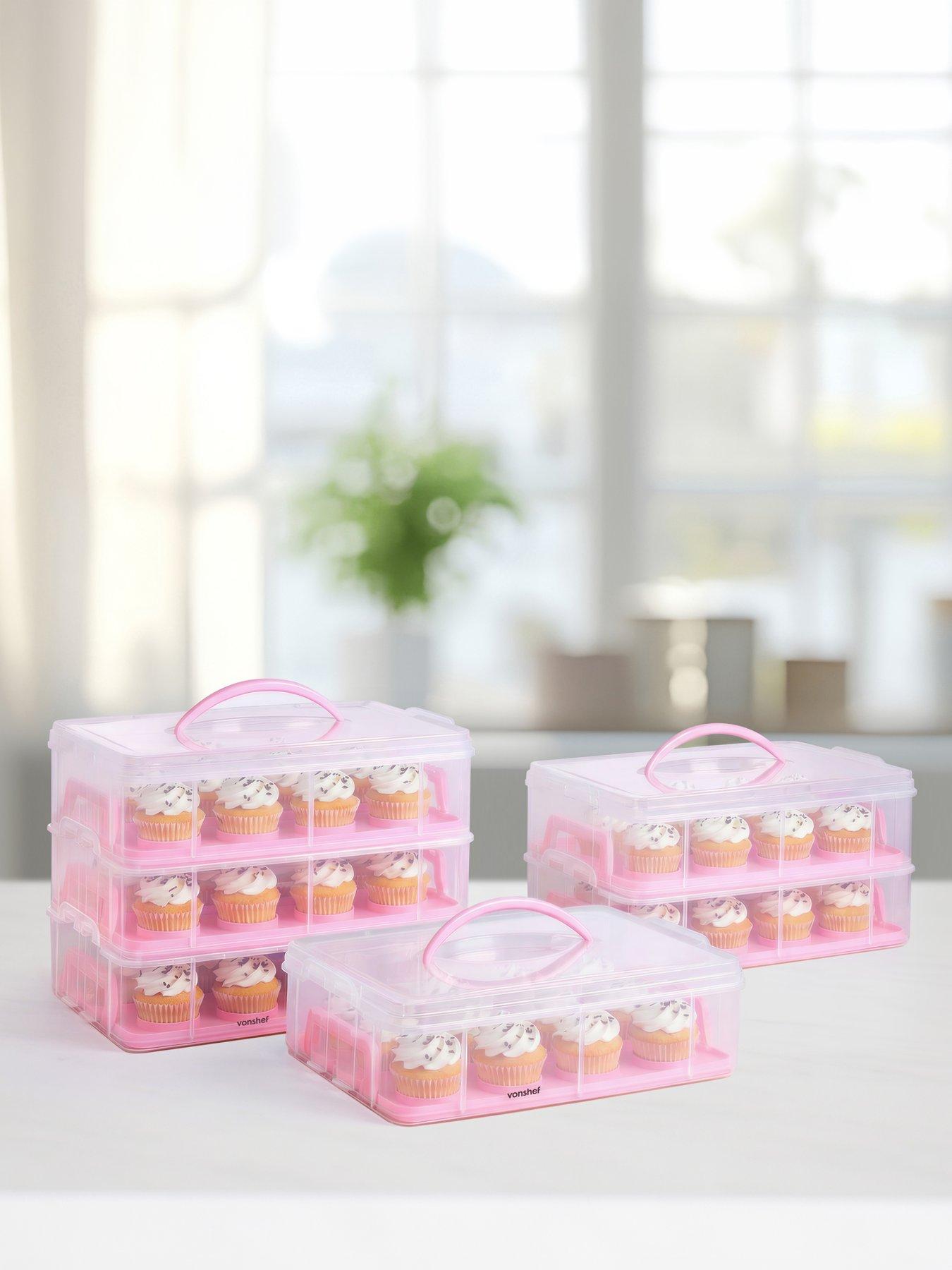 Vonshef 3 Tier Cupcake Carrier Pink