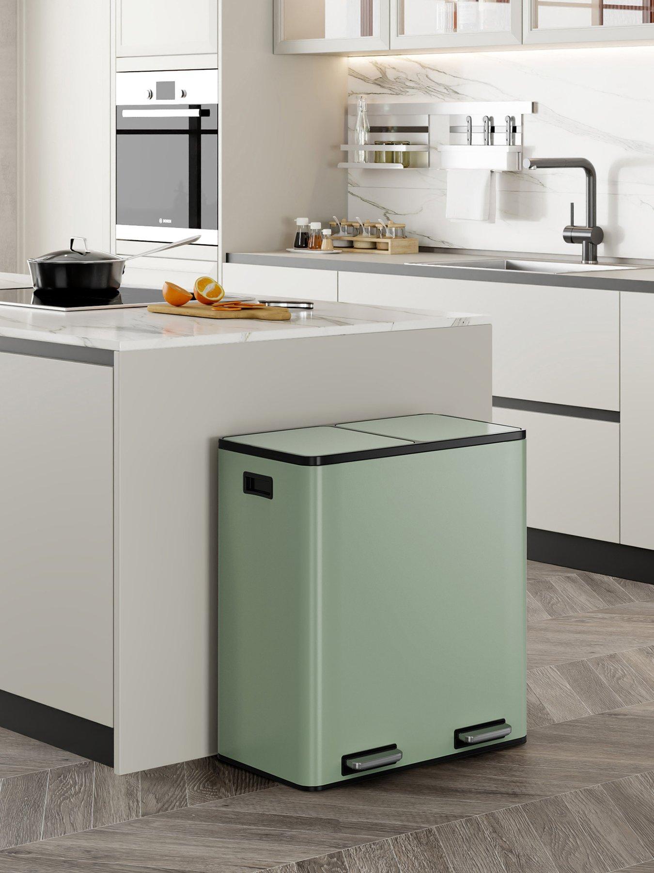 vonhaus-matte-sage-green-double-bin-60lfront
