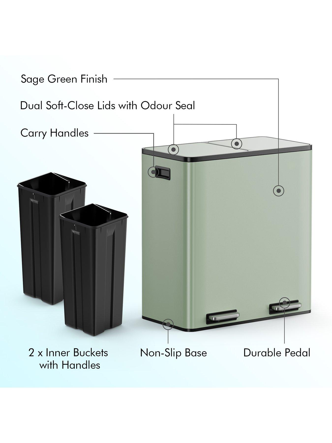 vonhaus-matte-sage-green-double-bin-60ldetail