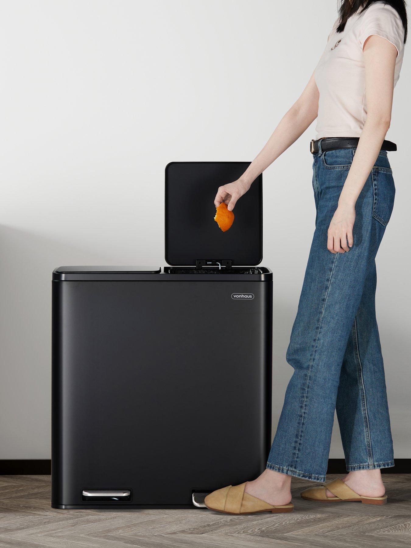 Image 1 of 8 of Vonhaus Matte Black Double Bin - 60l