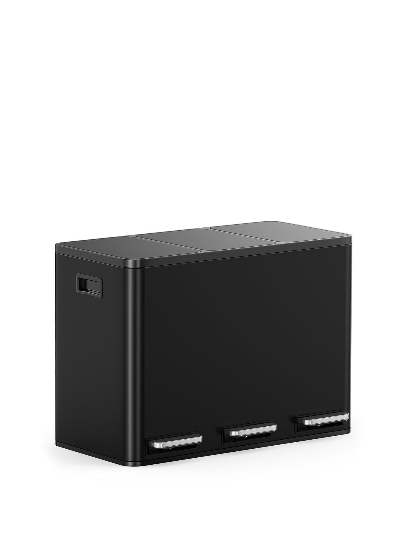 vonhaus-matte-black-triple-bin-45lstillFront