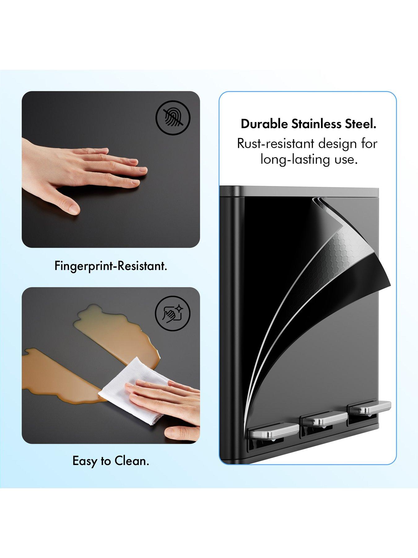 vonhaus-matte-black-triple-bin-45ldetail
