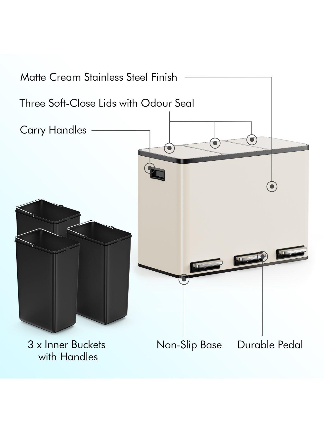 vonhaus-matte-cream-triple-bin-45ldetail