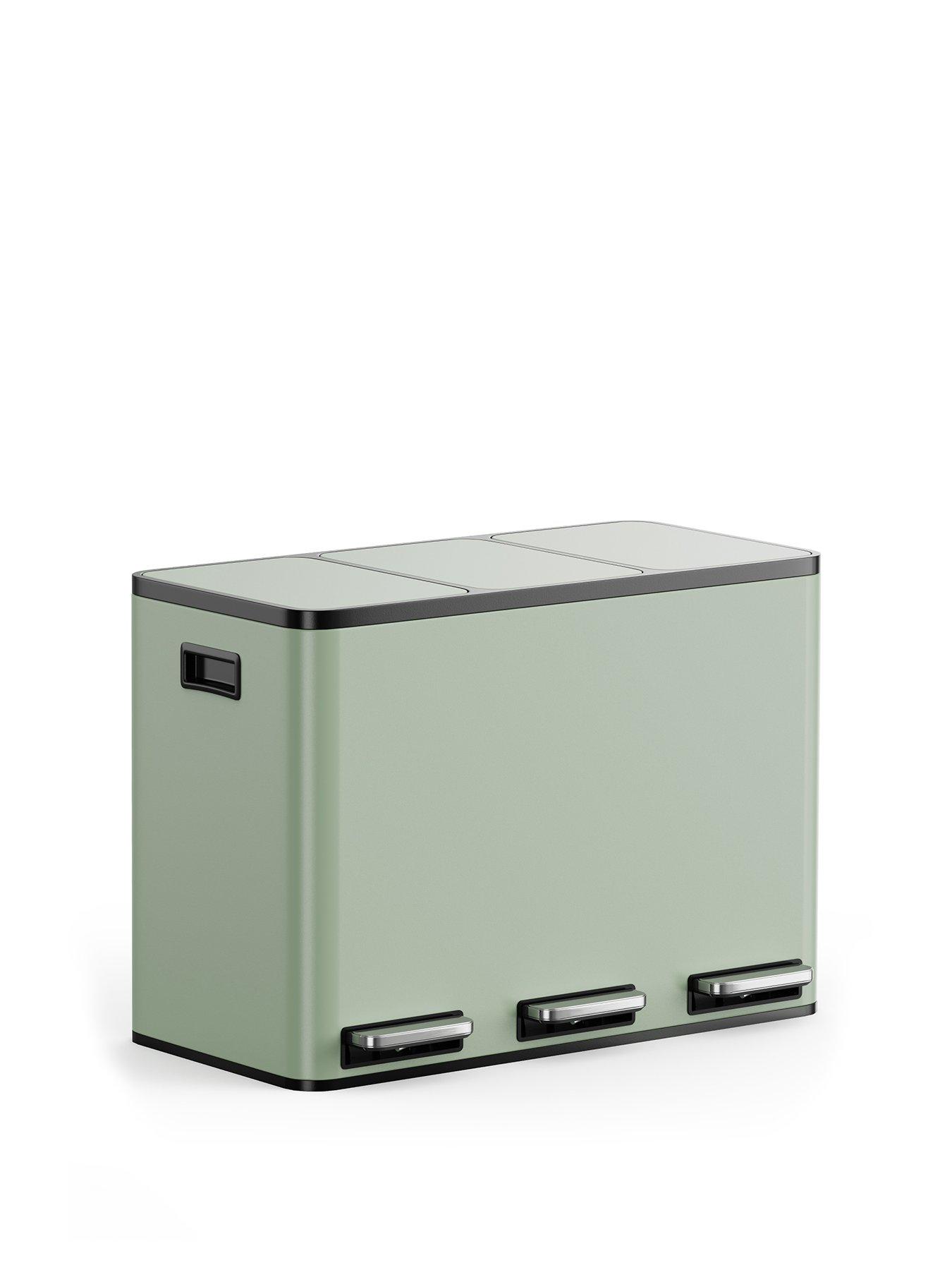 vonhaus-matte-sage-green-triple-bin-45lstillFront