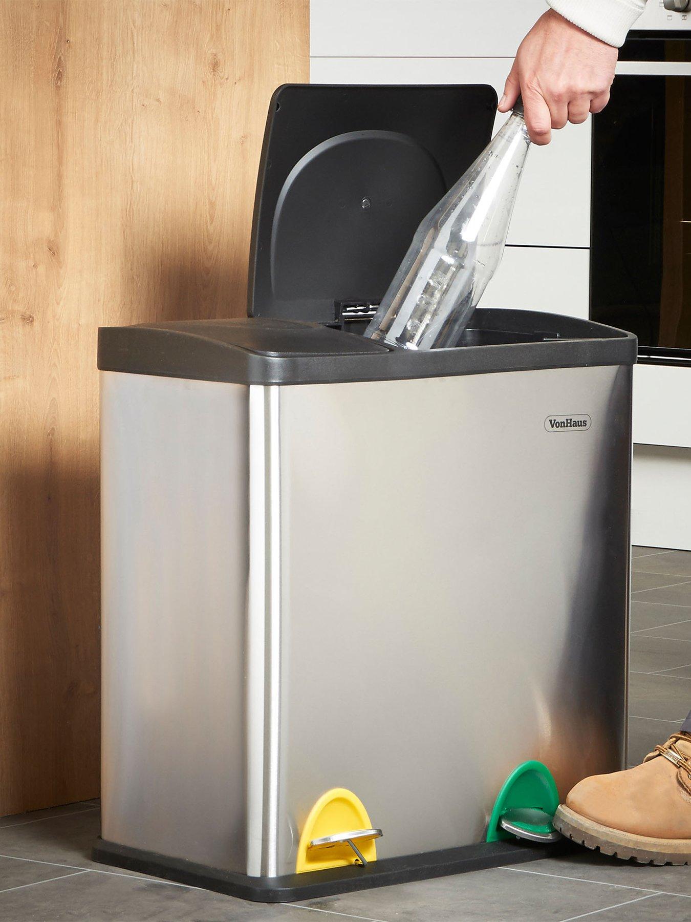 vonhaus-double-compartment-pedal-recycling-bin-36lfront