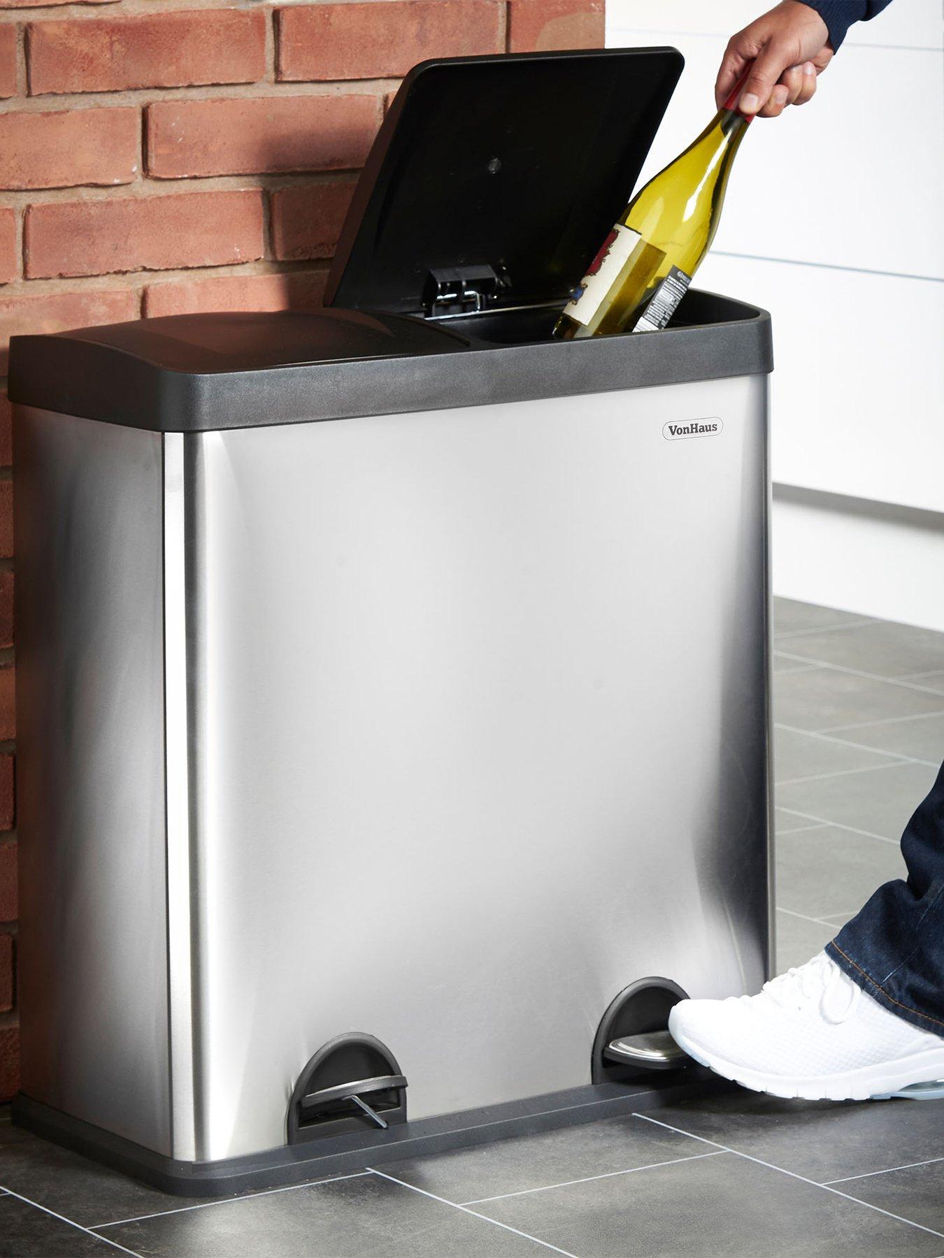 vonhaus-double-compartment-pedal-recycling-bin-60lfront