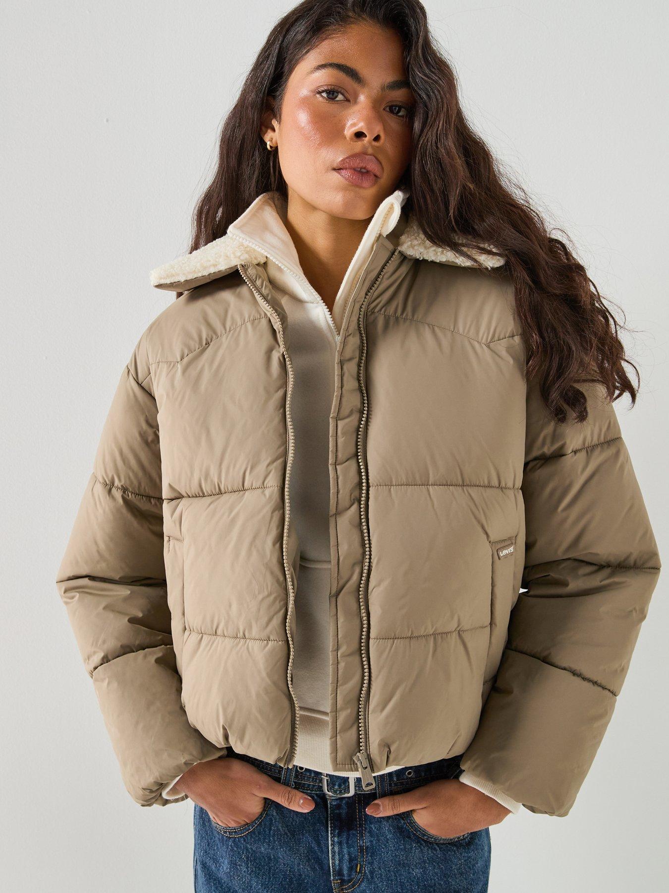 Image 1 of 6 of Levi's Womens Palmer Puffer Sherpa Collar Jacket - Blue