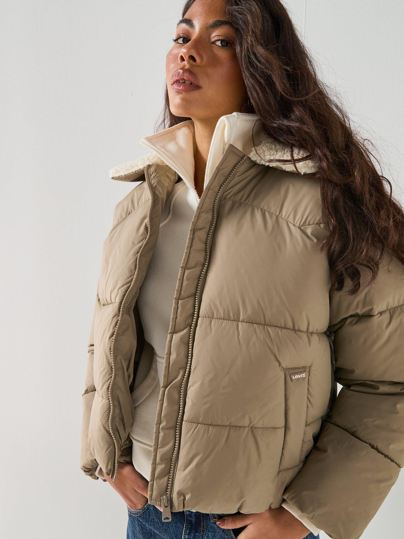 Image 4 of 6 of Levi's Womens Palmer Puffer Sherpa Collar Jacket - Blue