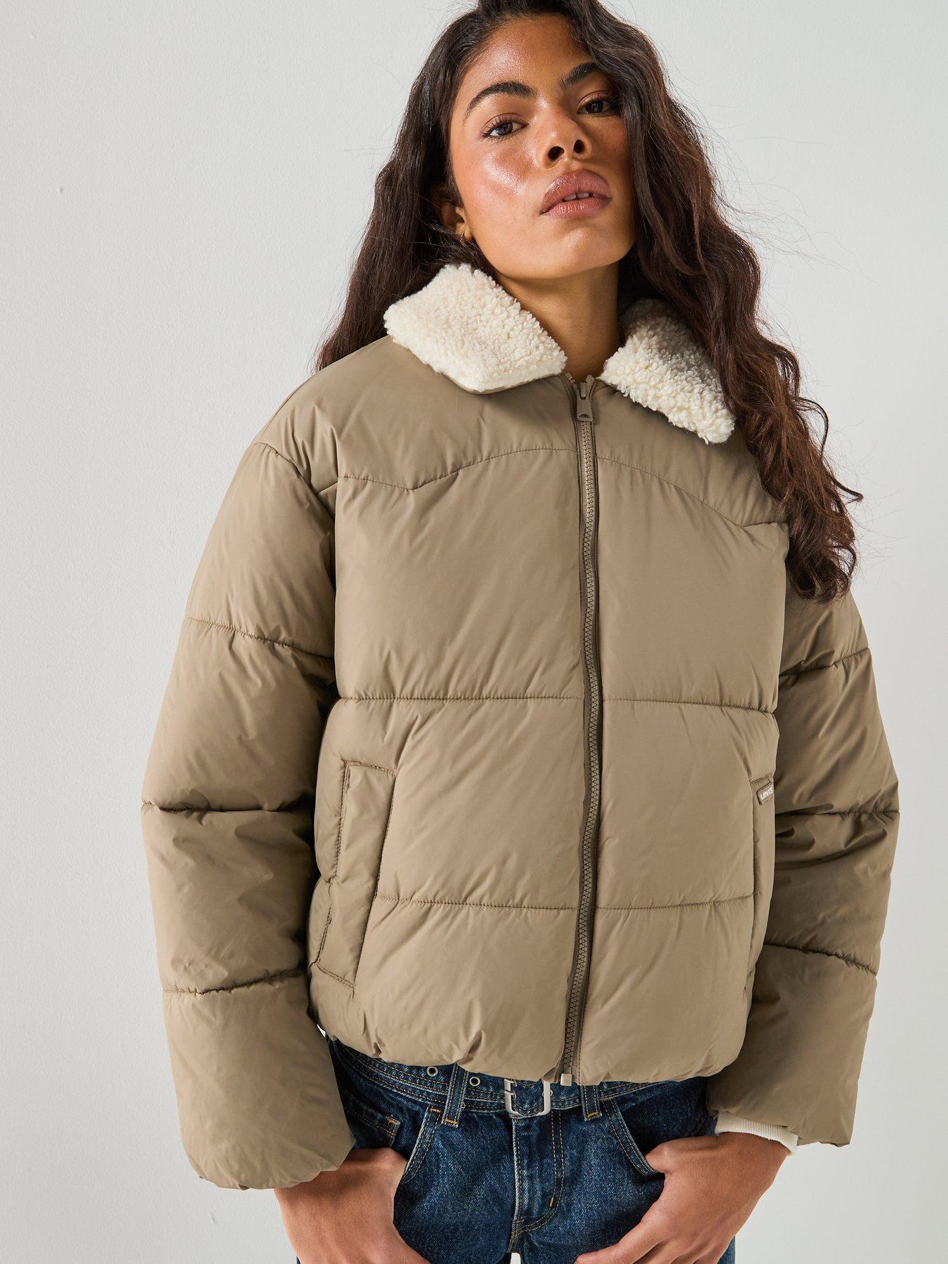 Image 5 of 6 of Levi's Womens Palmer Puffer Sherpa Collar Jacket - Blue