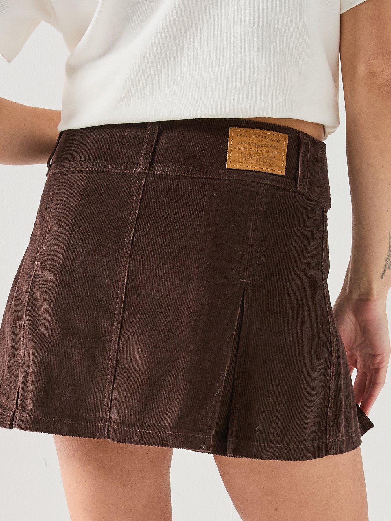 Image 4 of 5 of Levi's Inverted Pleat Mini Skirt - Brown