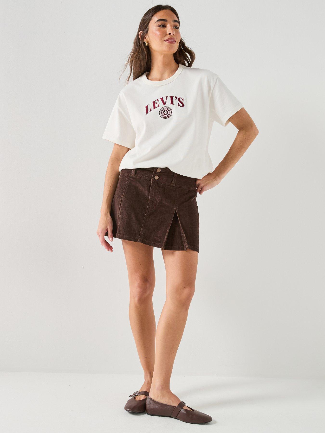 Image 5 of 5 of Levi's Inverted Pleat Mini Skirt - Brown