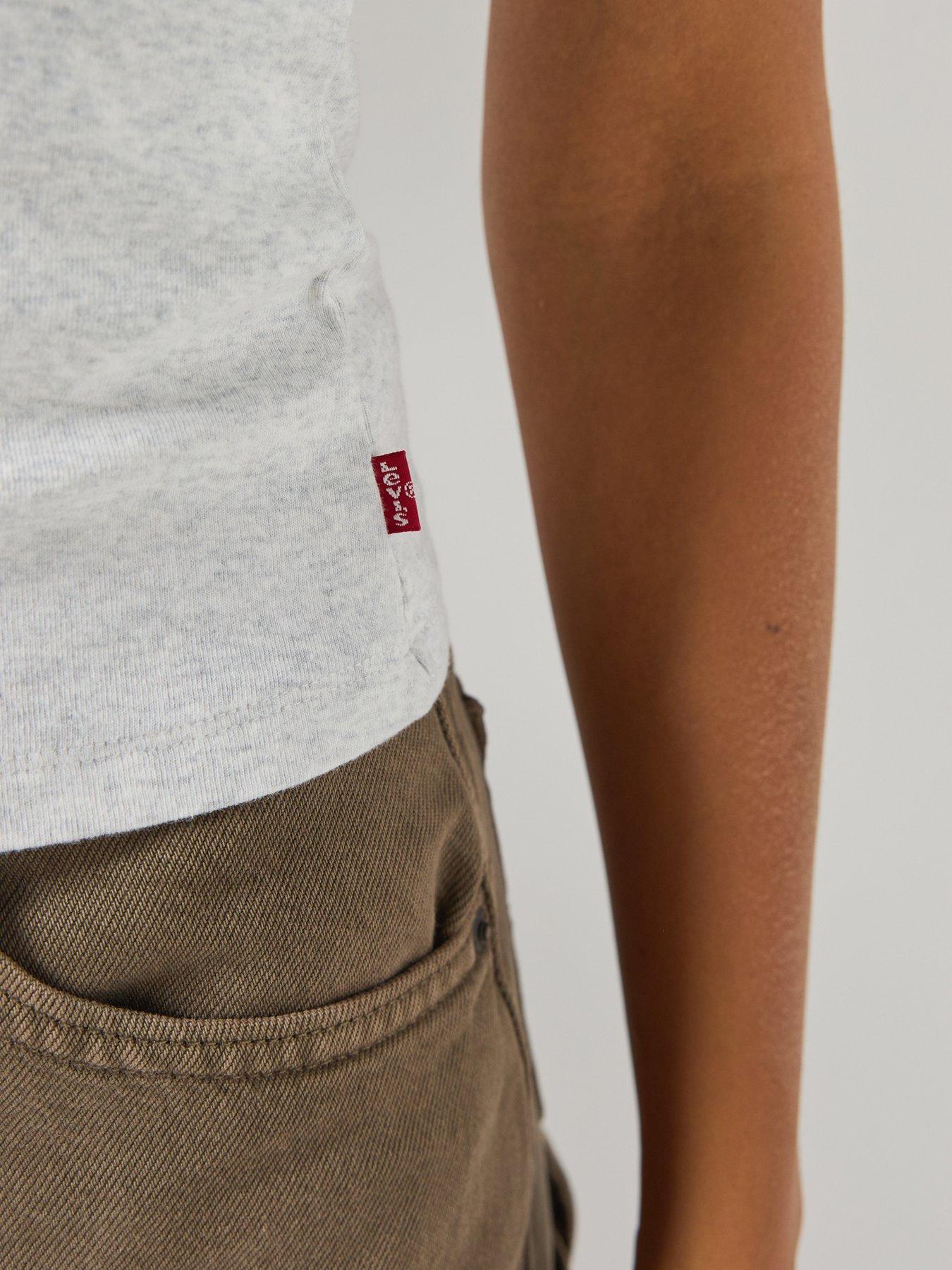 Image 5 of 6 of Levi's Womens Hayes Tea Slim Fit Cropped Graphic T-Shirt - Heather Gray/Anthracite