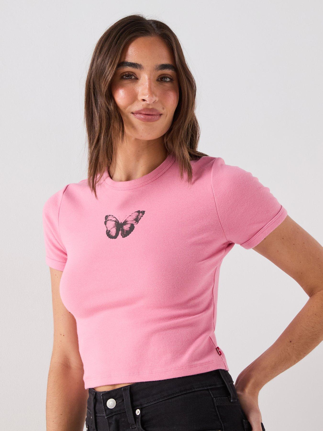 Levi's Hayes Butterfly Cropped T-Shirt - Pink