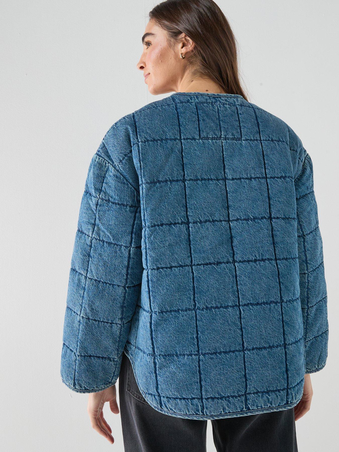 Image 2 of 6 of Levi's Womens Quilted Collarless Snap-Button Puffer Jacket - Blue