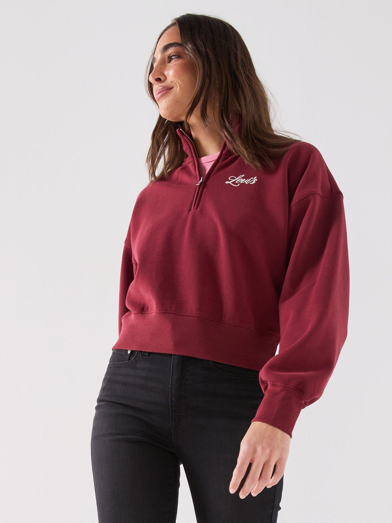Levi's Vintage Logo 80s Quarter Zip Sweatshirt - Warm Cabernet - Dark Red