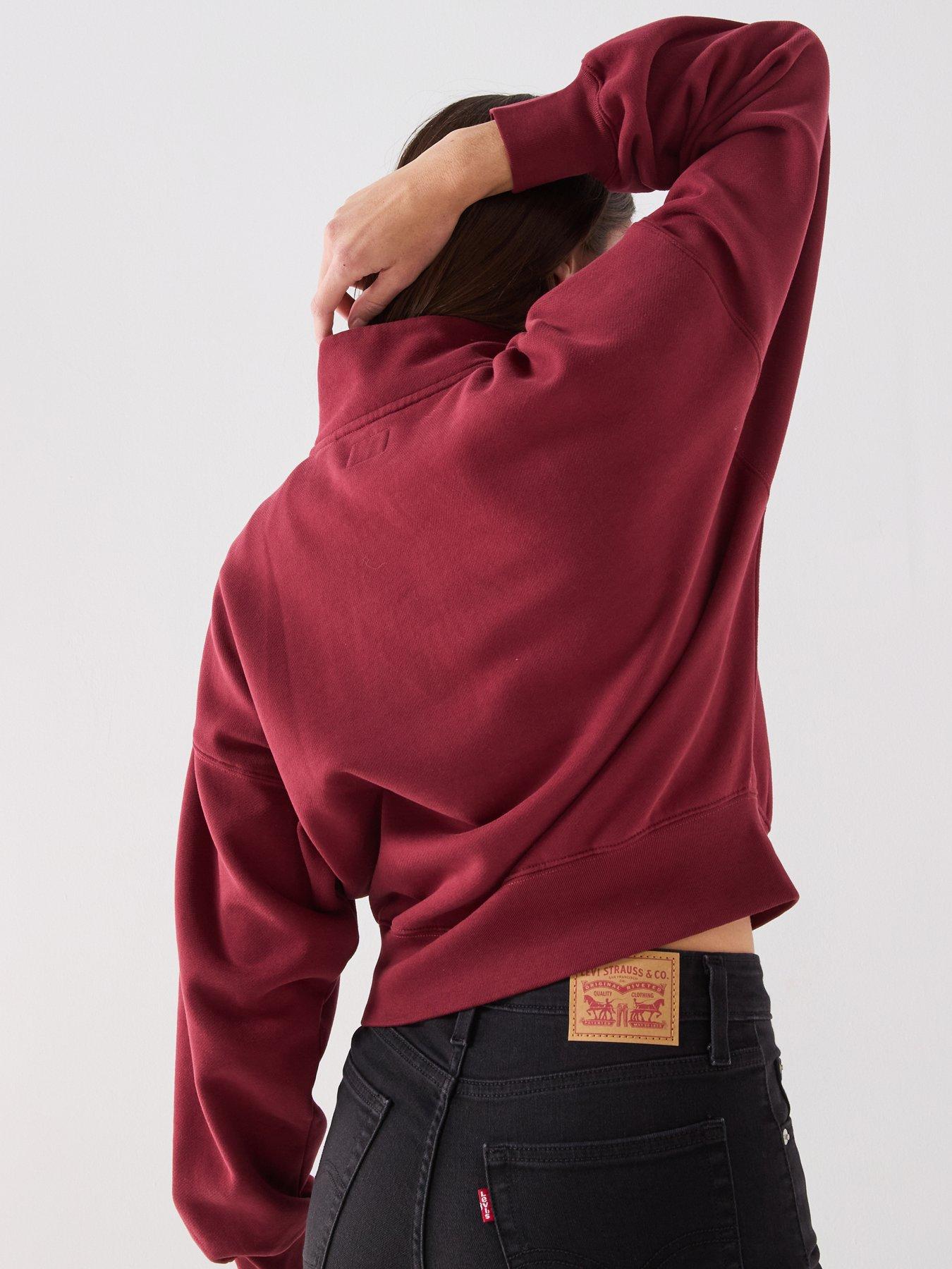 Image 2 of 6 of Levi's Vintage Logo 80s Quarter Zip Sweatshirt - Warm Cabernet - Dark Red