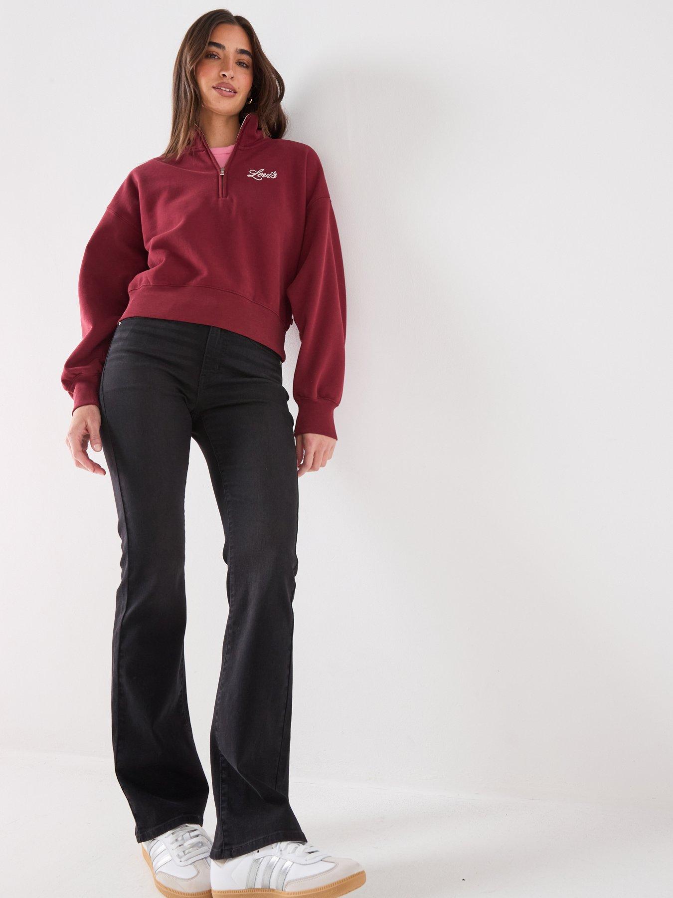 Image 3 of 6 of Levi's Vintage Logo 80s Quarter Zip Sweatshirt - Warm Cabernet - Dark Red