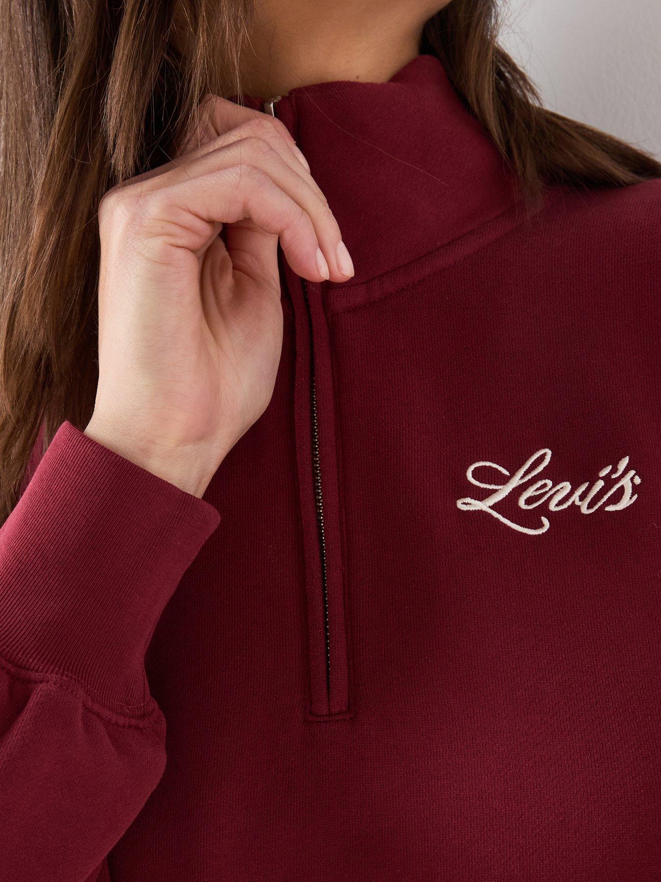 Image 4 of 6 of Levi's Vintage Logo 80s Quarter Zip Sweatshirt - Warm Cabernet - Dark Red