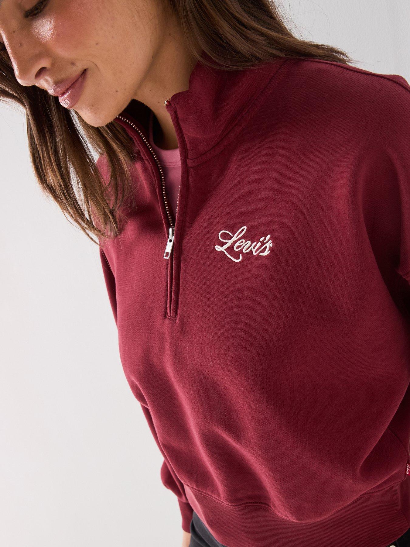 Image 5 of 6 of Levi's Vintage Logo 80s Quarter Zip Sweatshirt - Warm Cabernet - Dark Red