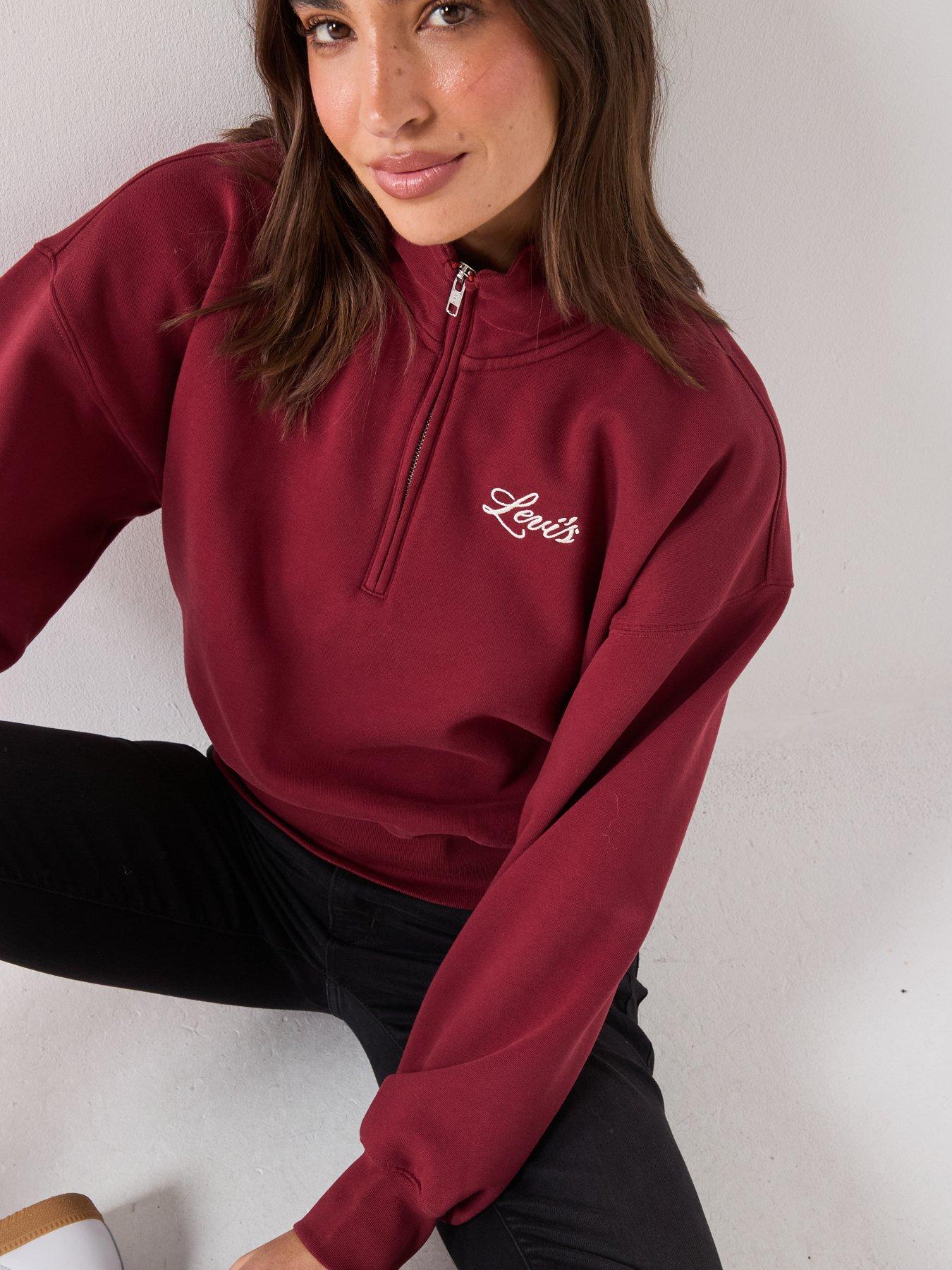 Image 6 of 6 of Levi's Vintage Logo 80s Quarter Zip Sweatshirt - Warm Cabernet - Dark Red
