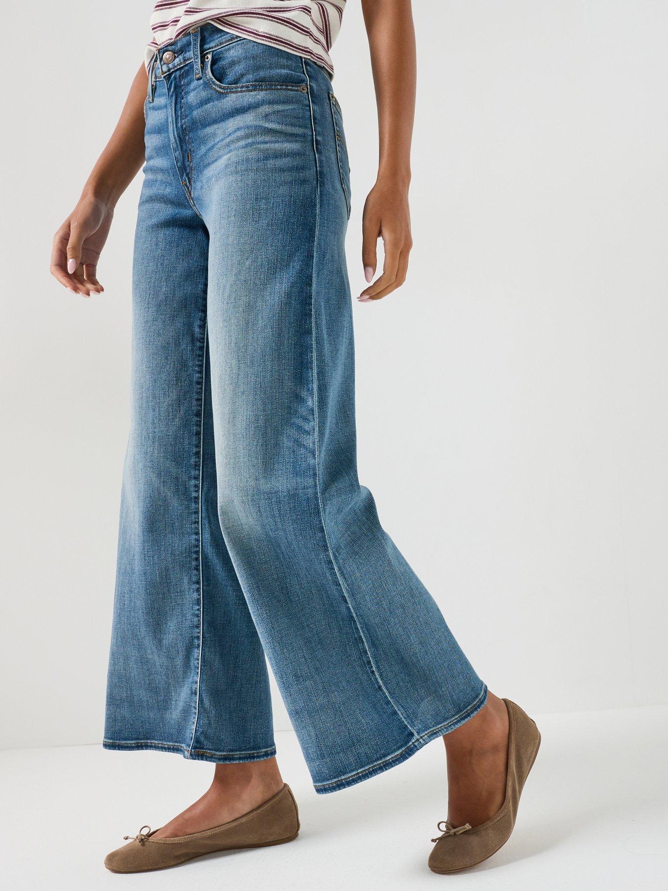 Levi's 728 High Rise Wide Leg Lightweight Jeans - Finder Keeper Clean Hem -  Blue
