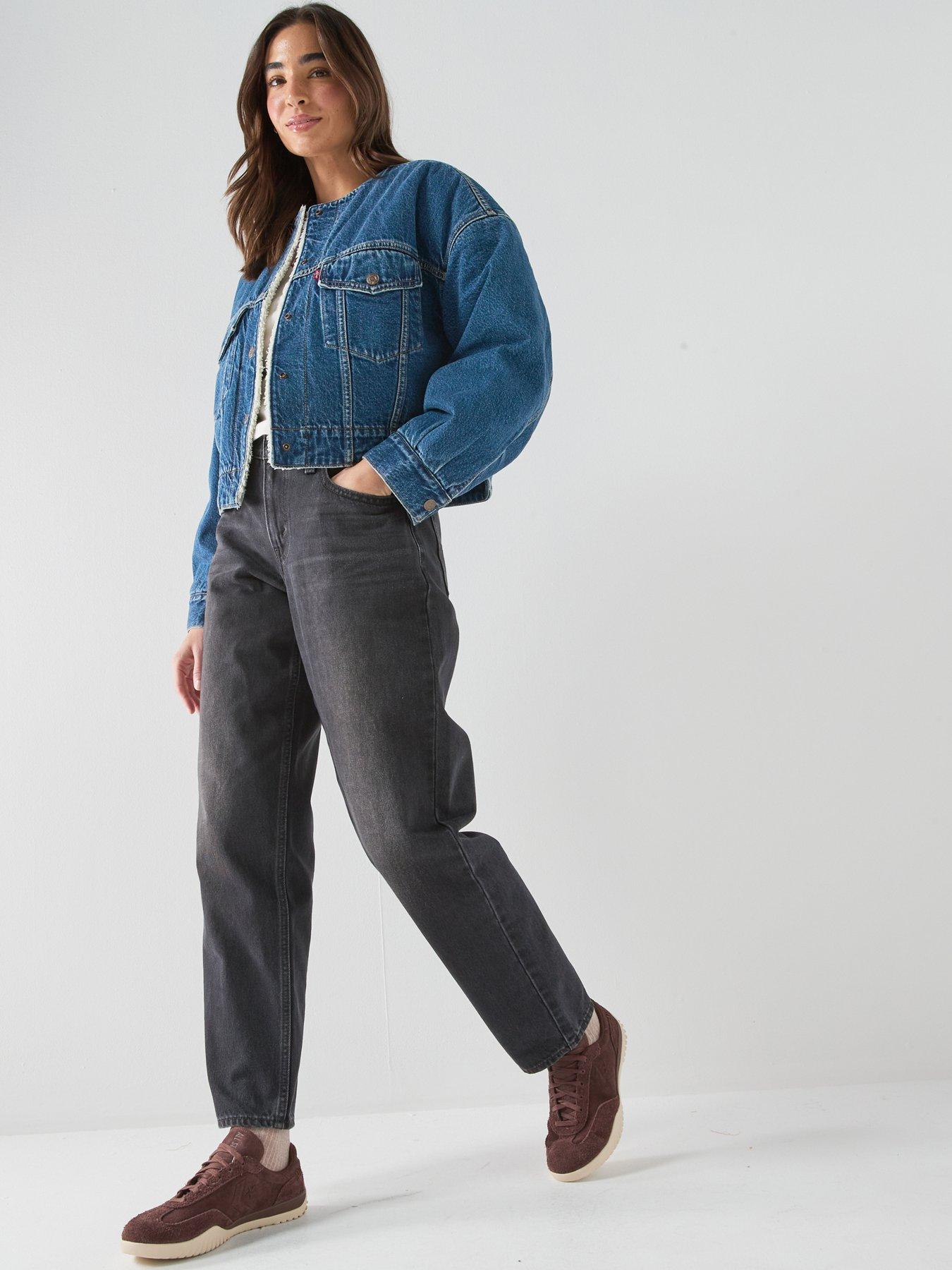 Levi's Collarless Crop Sherpa Trucker - Blue