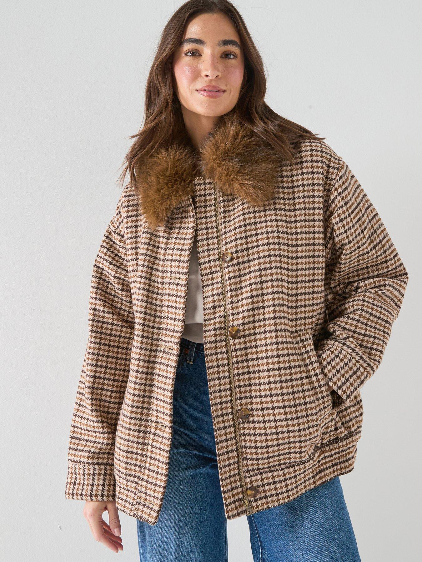 Image 1 of 6 of Levi's Billie Warm Checked Jacket - Brown