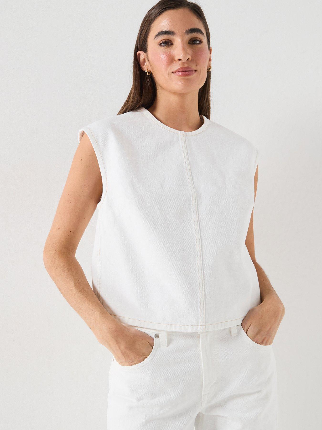 Levi's Denim Sleeveless T-Shirt - White