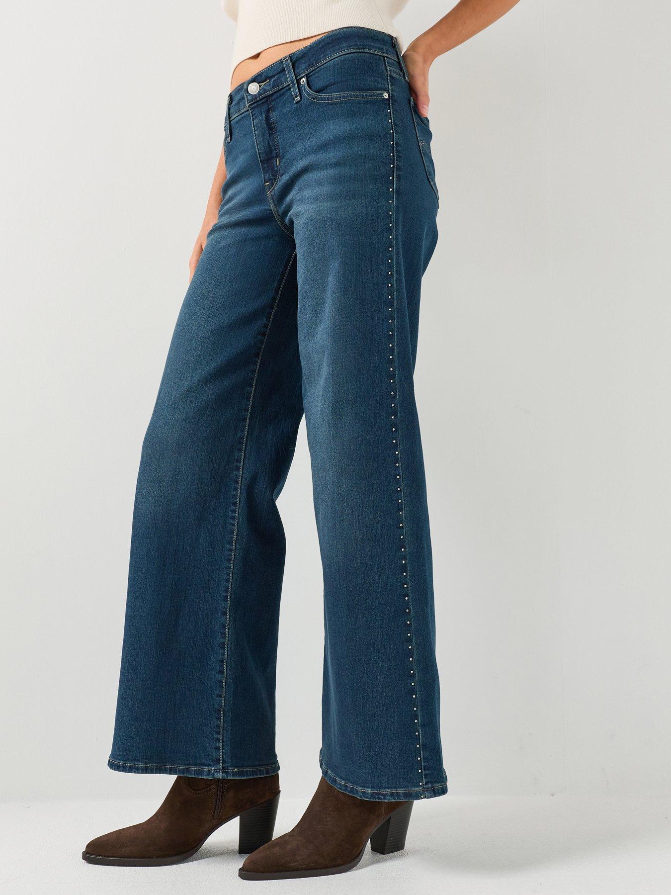 Image 1 of 6 of Levi's 318 Shaping Wide Leg Jeans - Holly Glitz