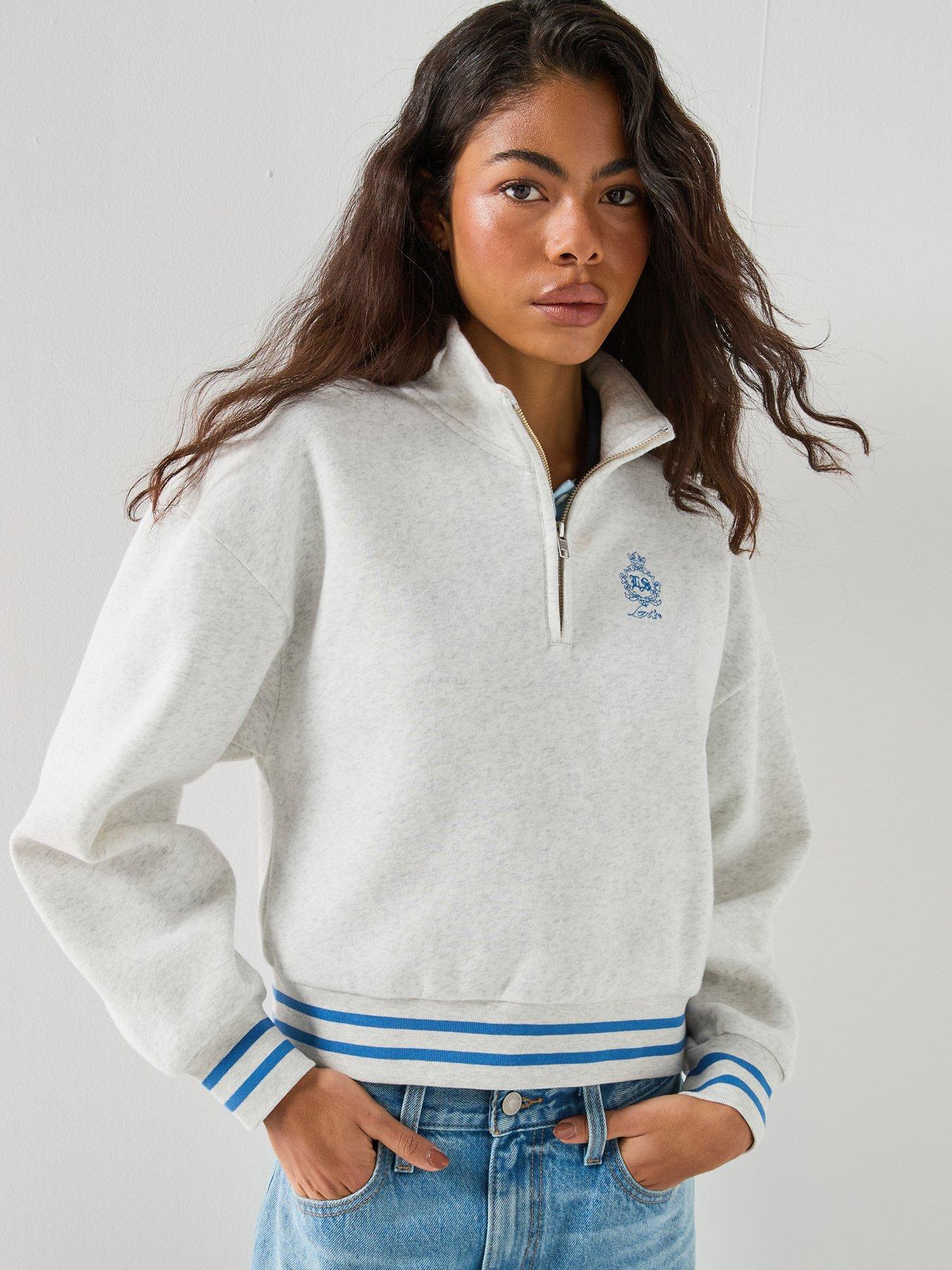 Levi's Double Crest Everyday Quarter Zip Sweat - Light Grey