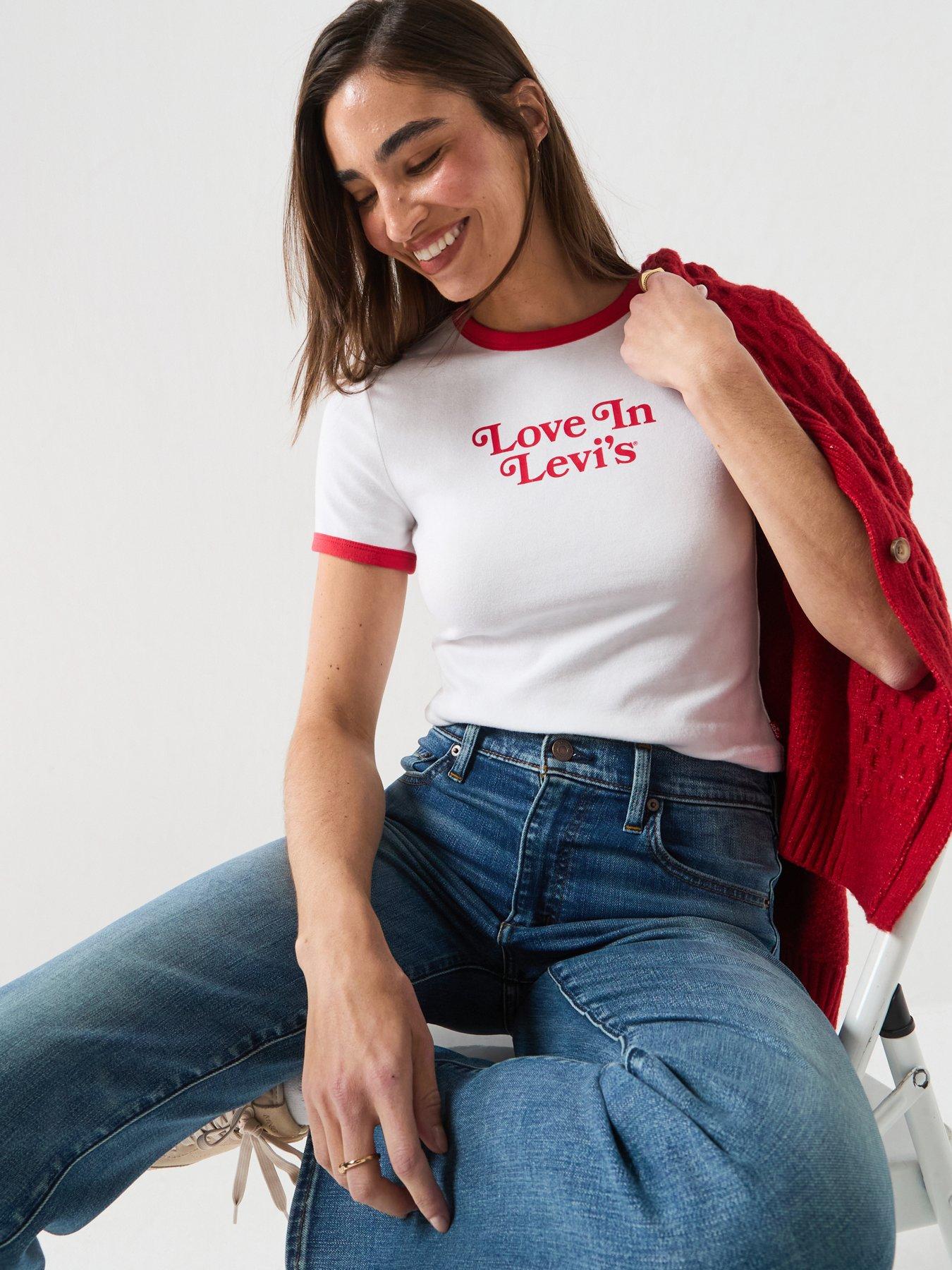 Image 1 of 5 of Levi's Graphic Hayes Cropped Tee - Blue