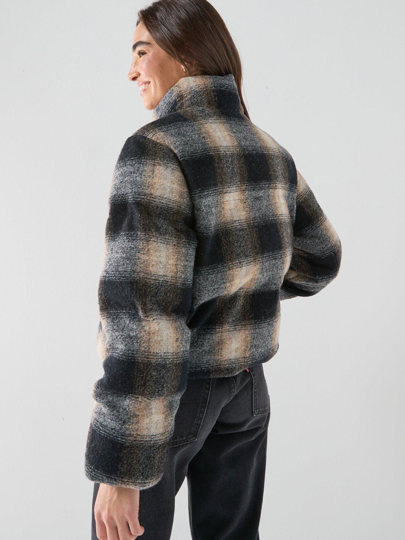 Image 2 of 6 of Levi's Levis Brynn Crop Checked Puffer Jacket - Brown