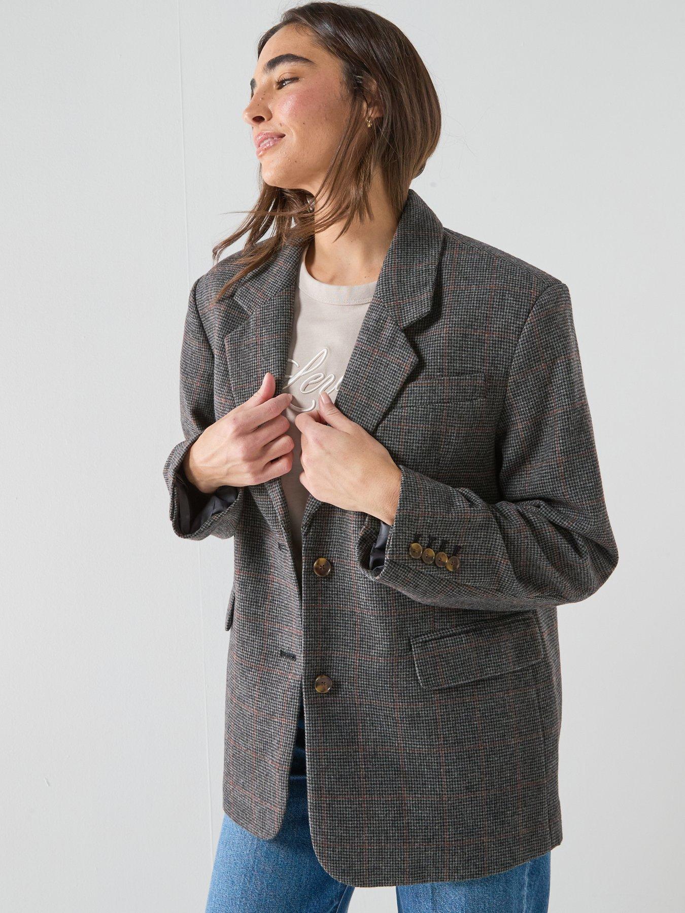 Image 5 of 6 of Levi's Luna Relaxed Fit Checked Blazer - Grey