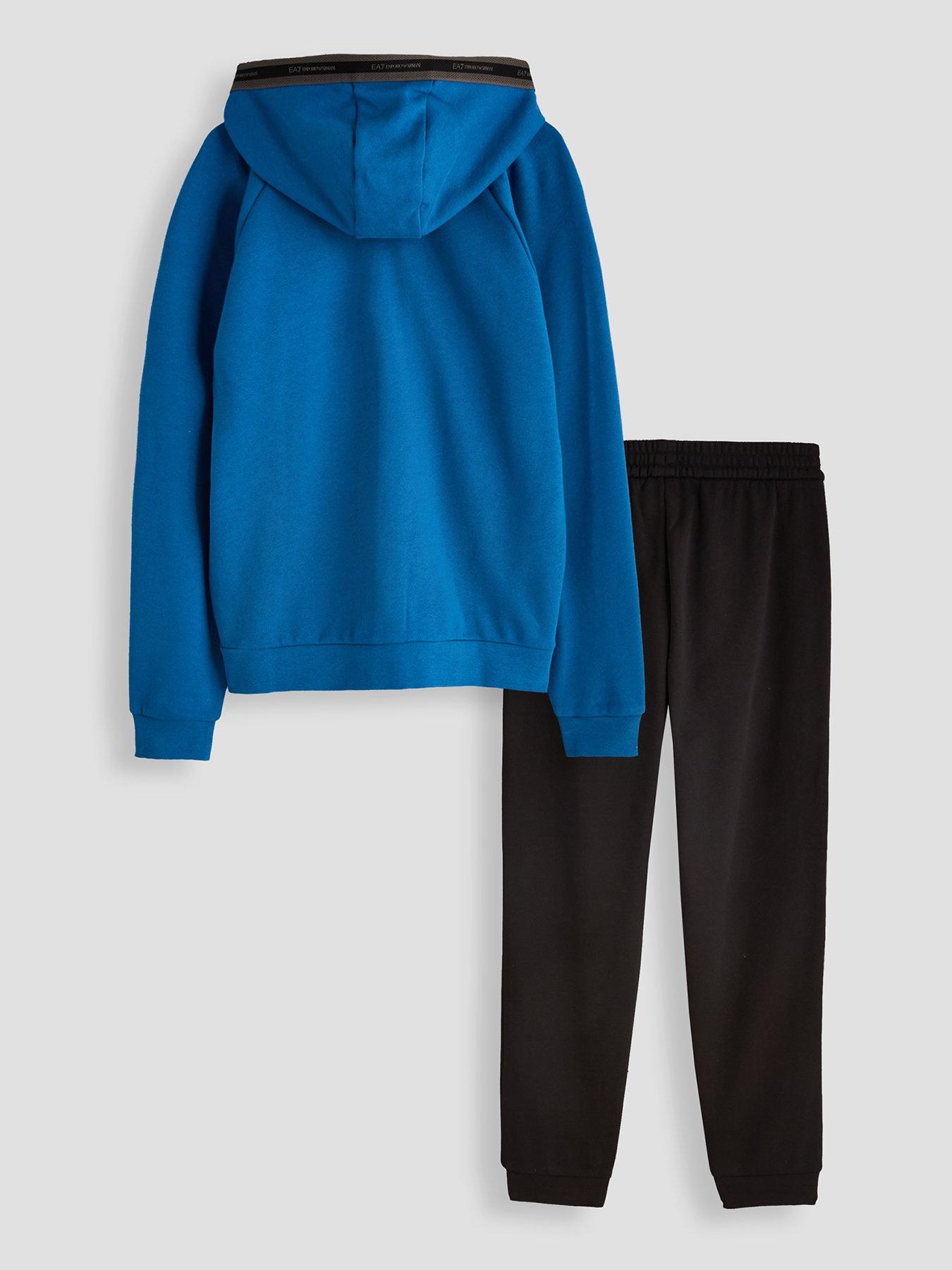 Image 2 of 5 of EA7 Emporio Armani Boys Train Logo Series Hooded Tracksuit - Blue/black
