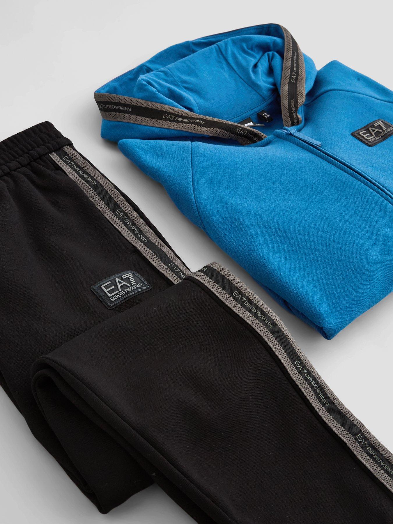 Image 3 of 5 of EA7 Emporio Armani Boys Train Logo Series Hooded Tracksuit - Blue/black