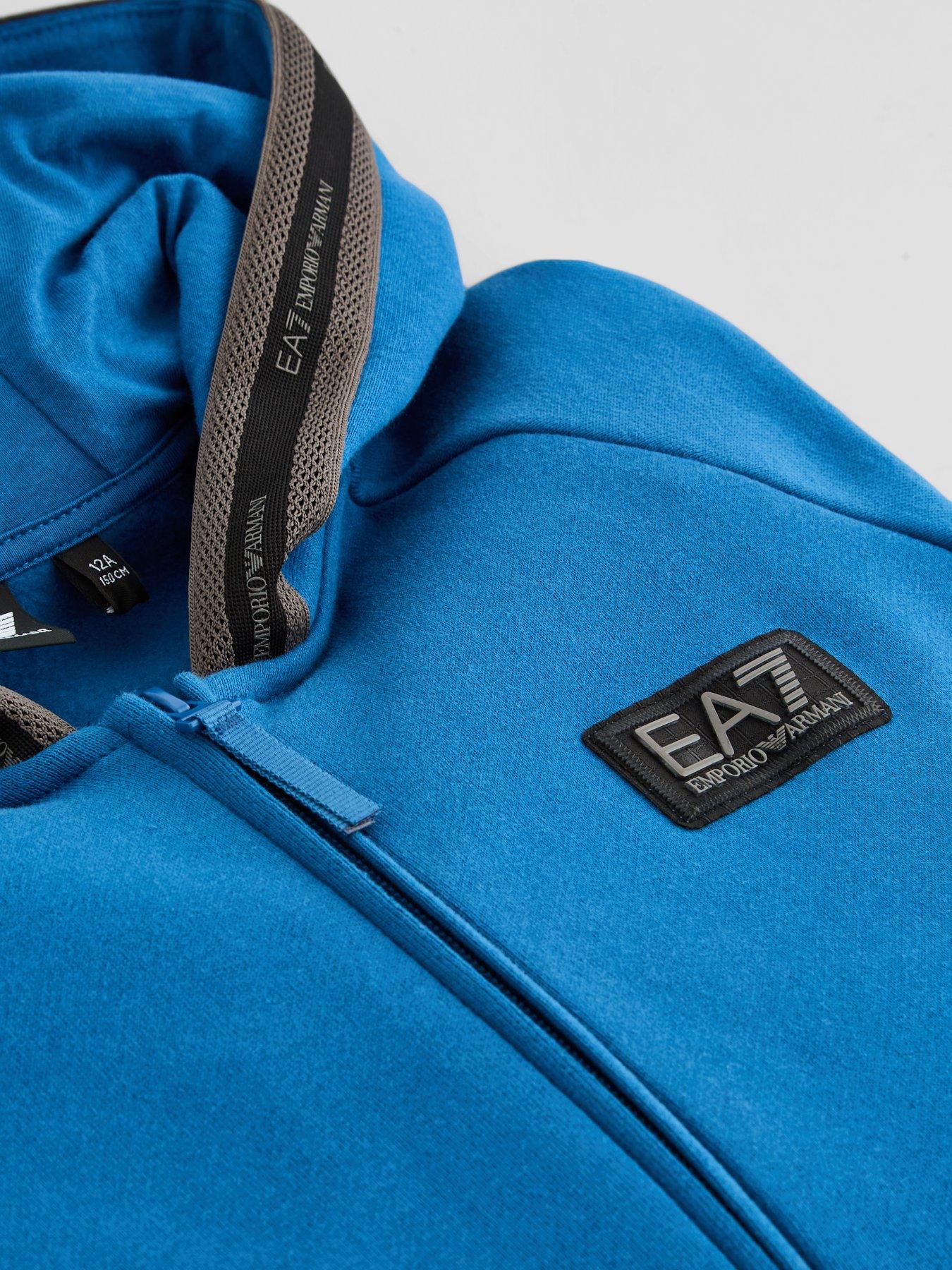 Image 4 of 5 of EA7 Emporio Armani Boys Train Logo Series Hooded Tracksuit - Blue/black