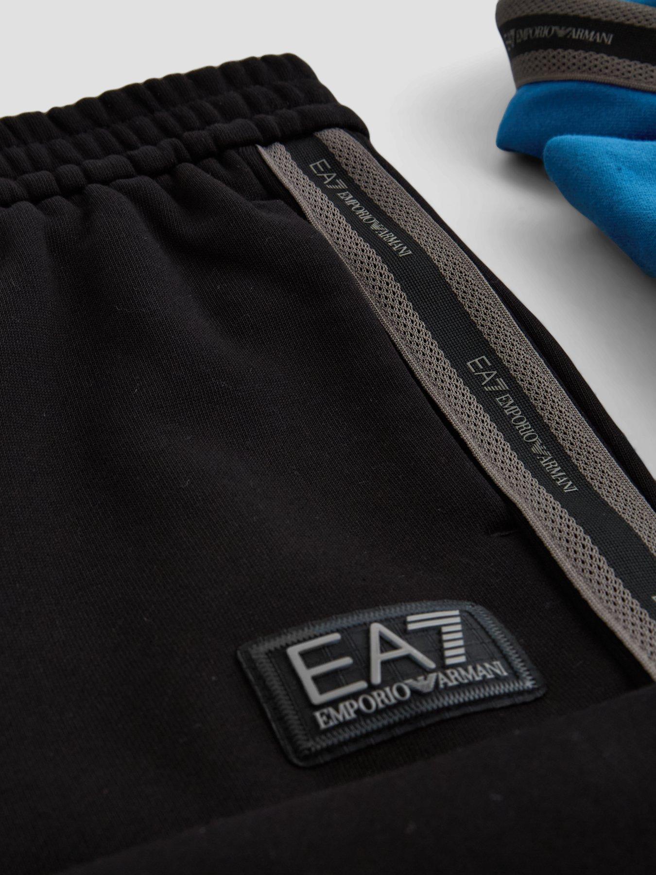 Image 5 of 5 of EA7 Emporio Armani Boys Train Logo Series Hooded Tracksuit - Blue/black