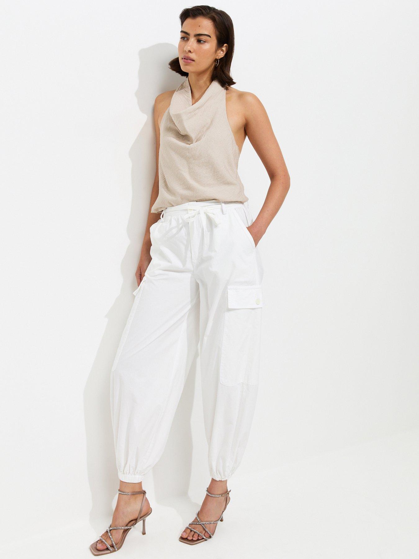 New Look Cotton Tapered Cargo Trousers - White