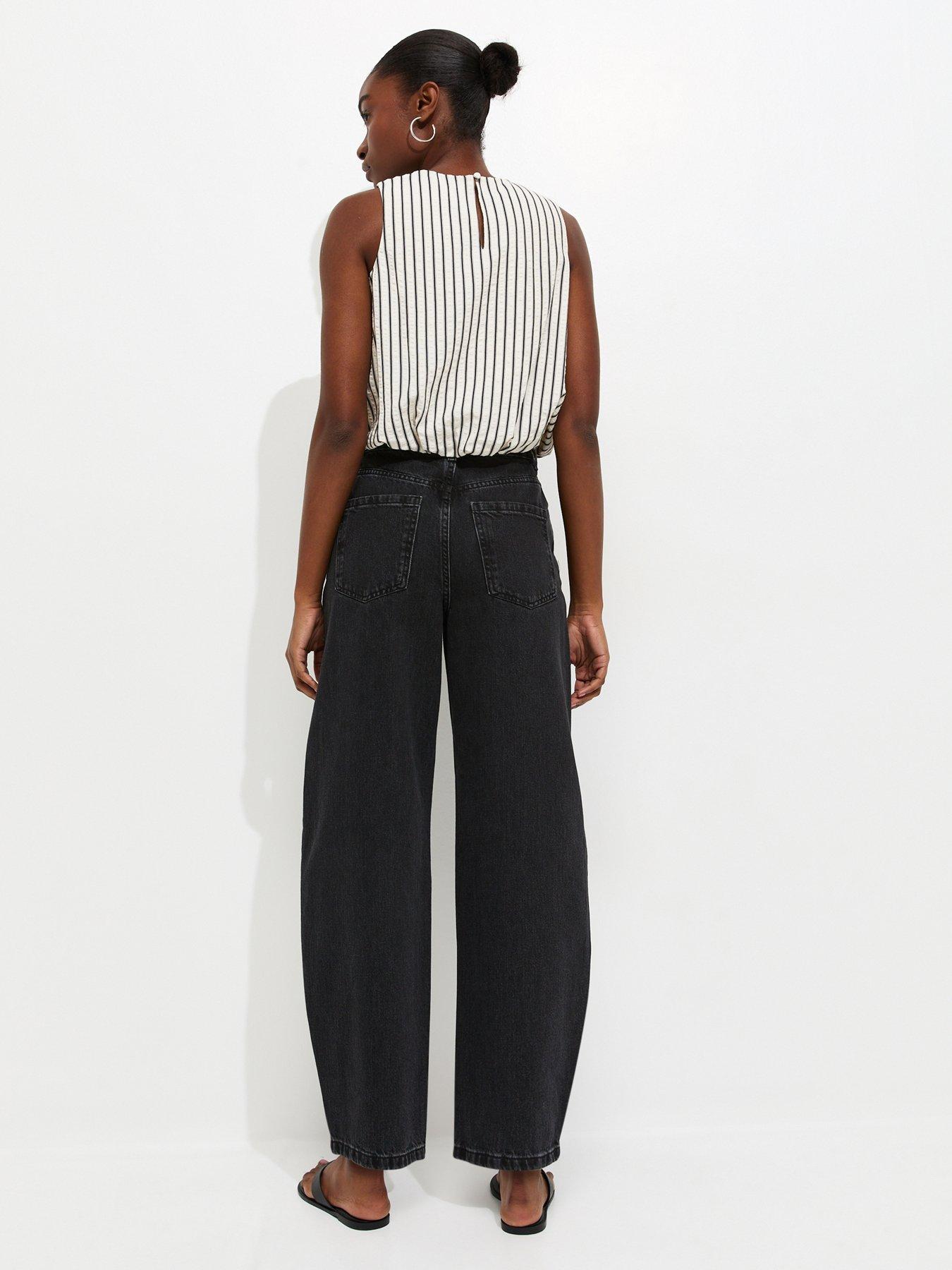Image 2 of 7 of New Look Barrel Leg Jeans - Black