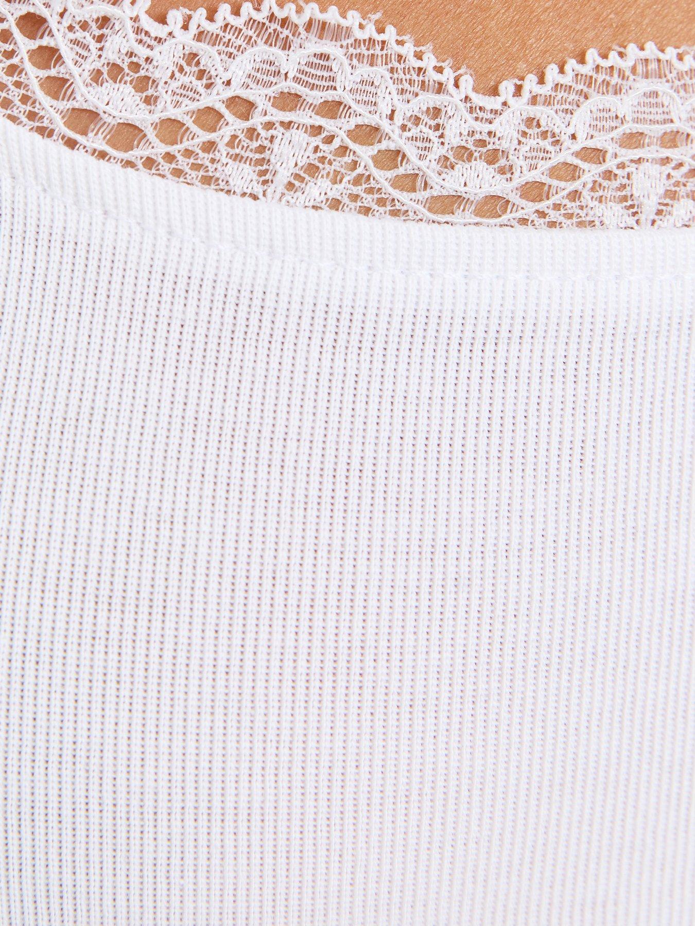 Image 5 of 5 of New Look Cotton Rich Lace Trim Square Neck Vest - White