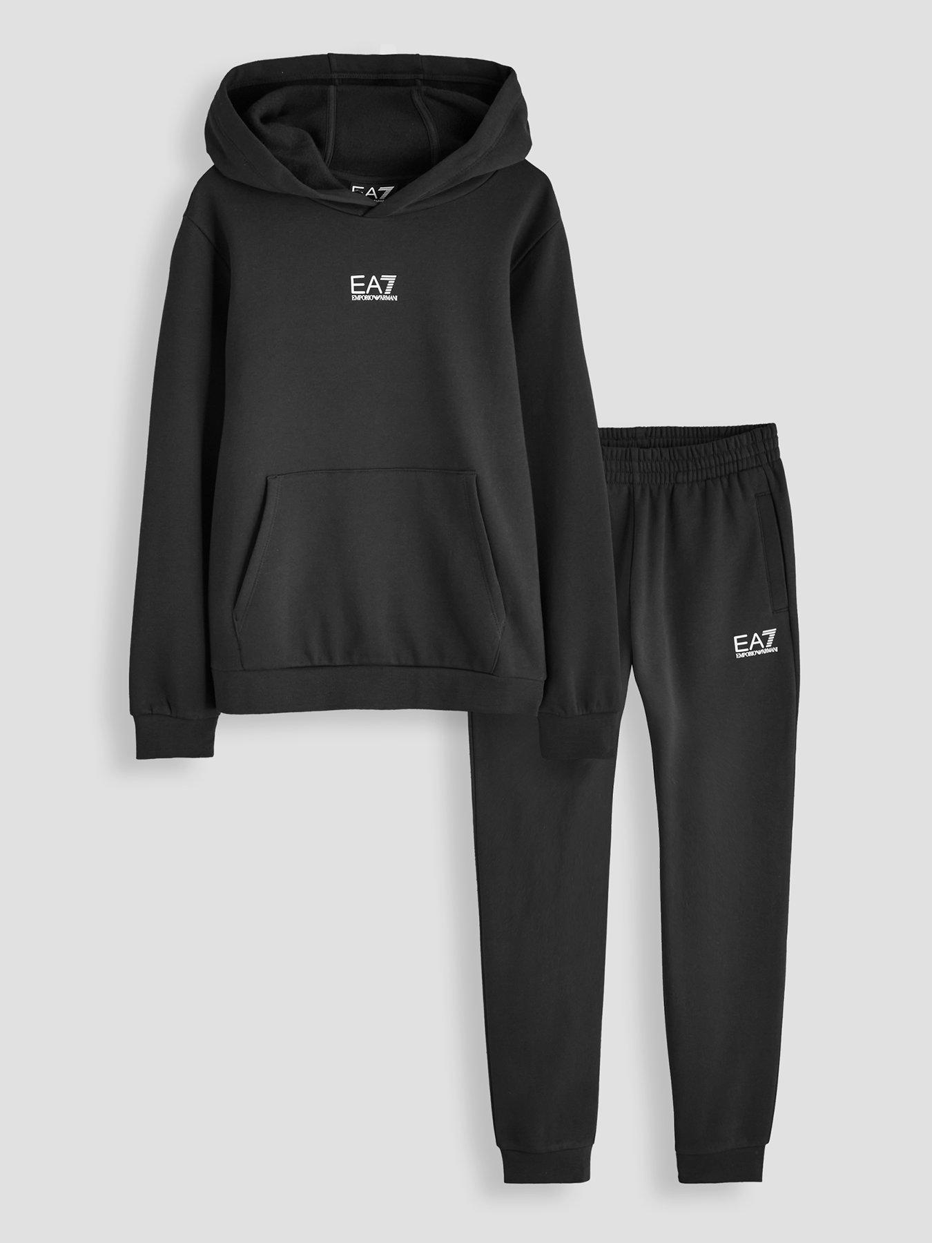 Image 1 of 5 of EA7 Emporio Armani Boys Train Core Id Hooded Tracksuit - Black