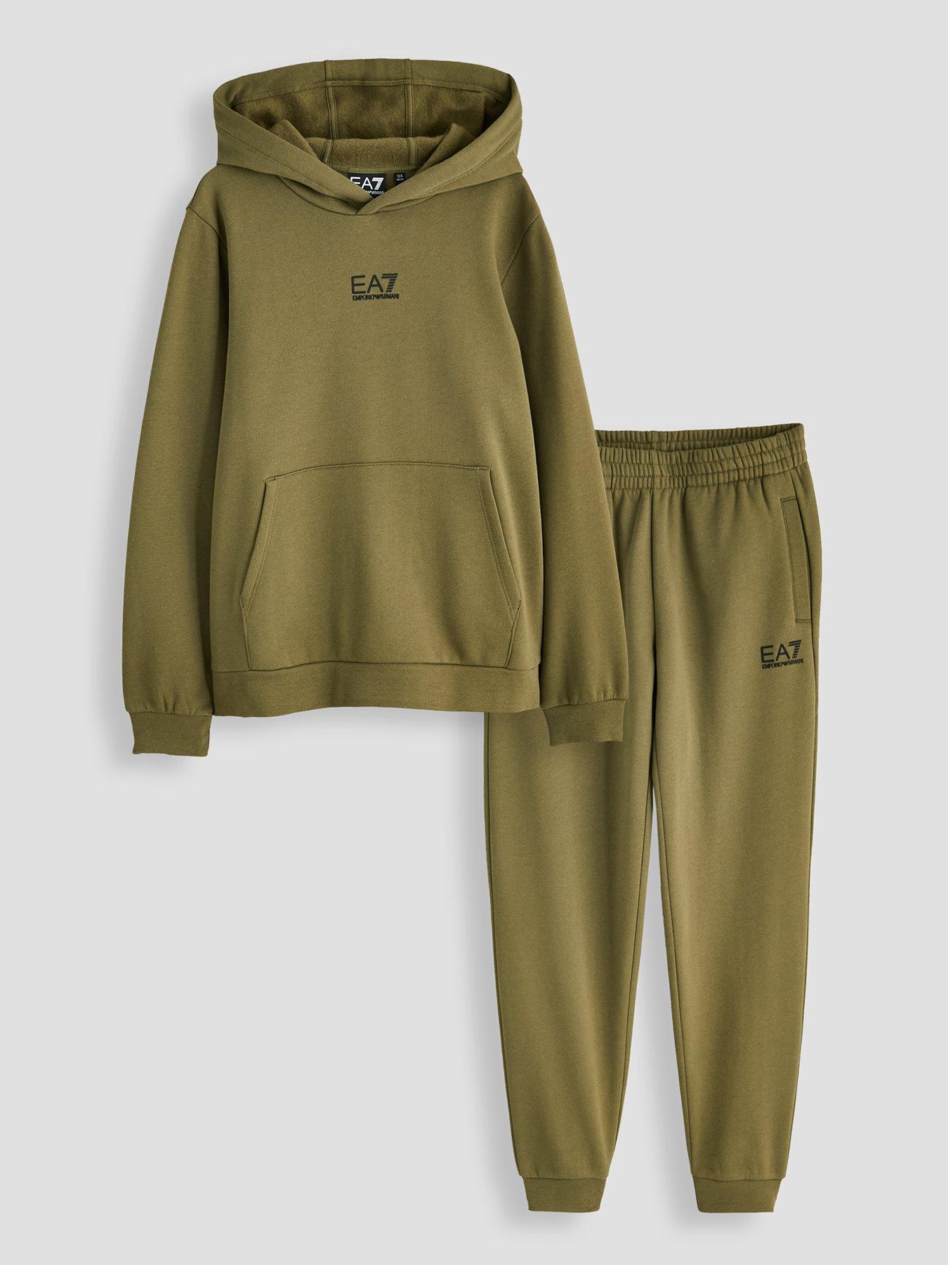 Image 1 of 5 of EA7 Emporio Armani Boys Train Core Id Hooded Tracksuit - Khaki