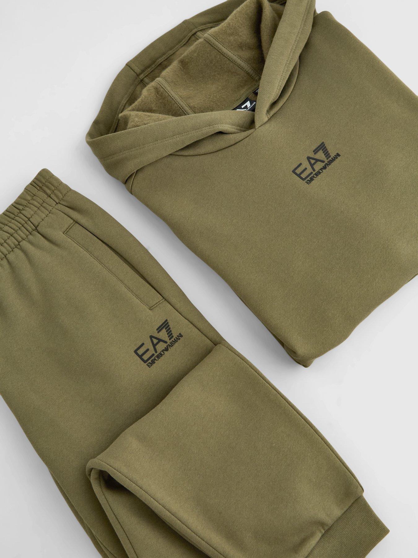Image 3 of 5 of EA7 Emporio Armani Boys Train Core Id Hooded Tracksuit - Khaki
