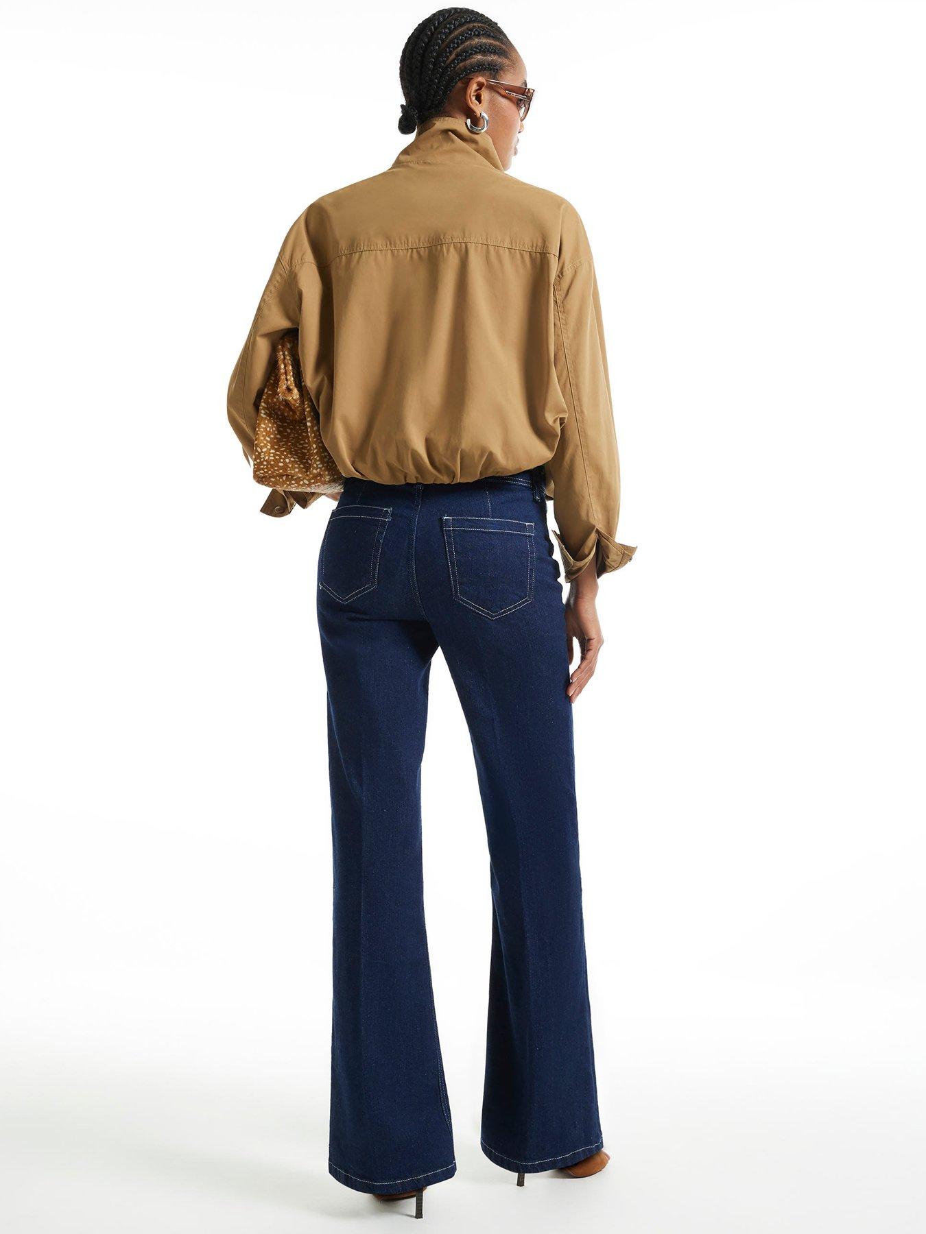Image 2 of 4 of River Island High Waisted Relaxed Flare Jeans - Blue