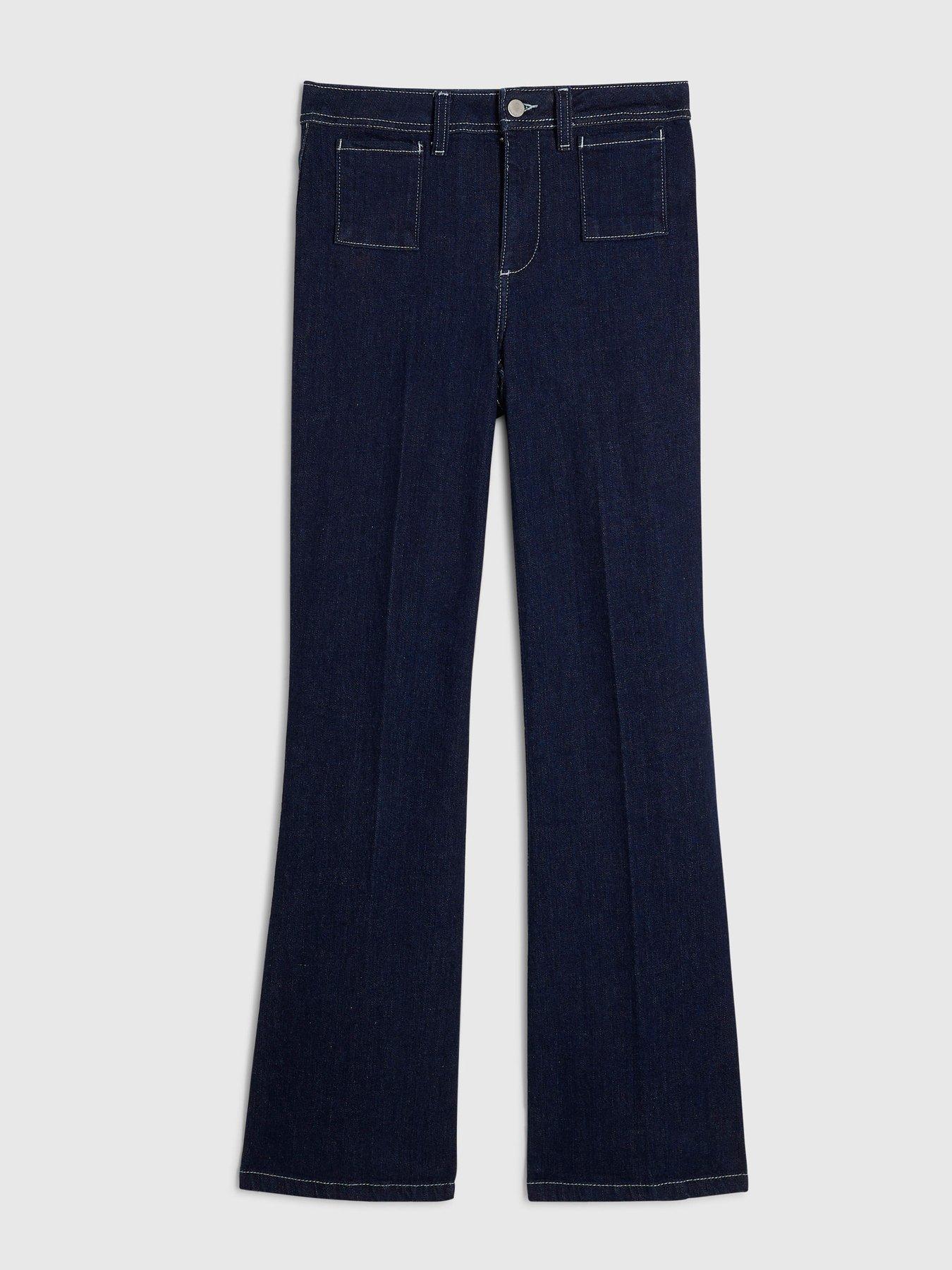 Image 3 of 4 of River Island High Waisted Relaxed Flare Jeans - Blue
